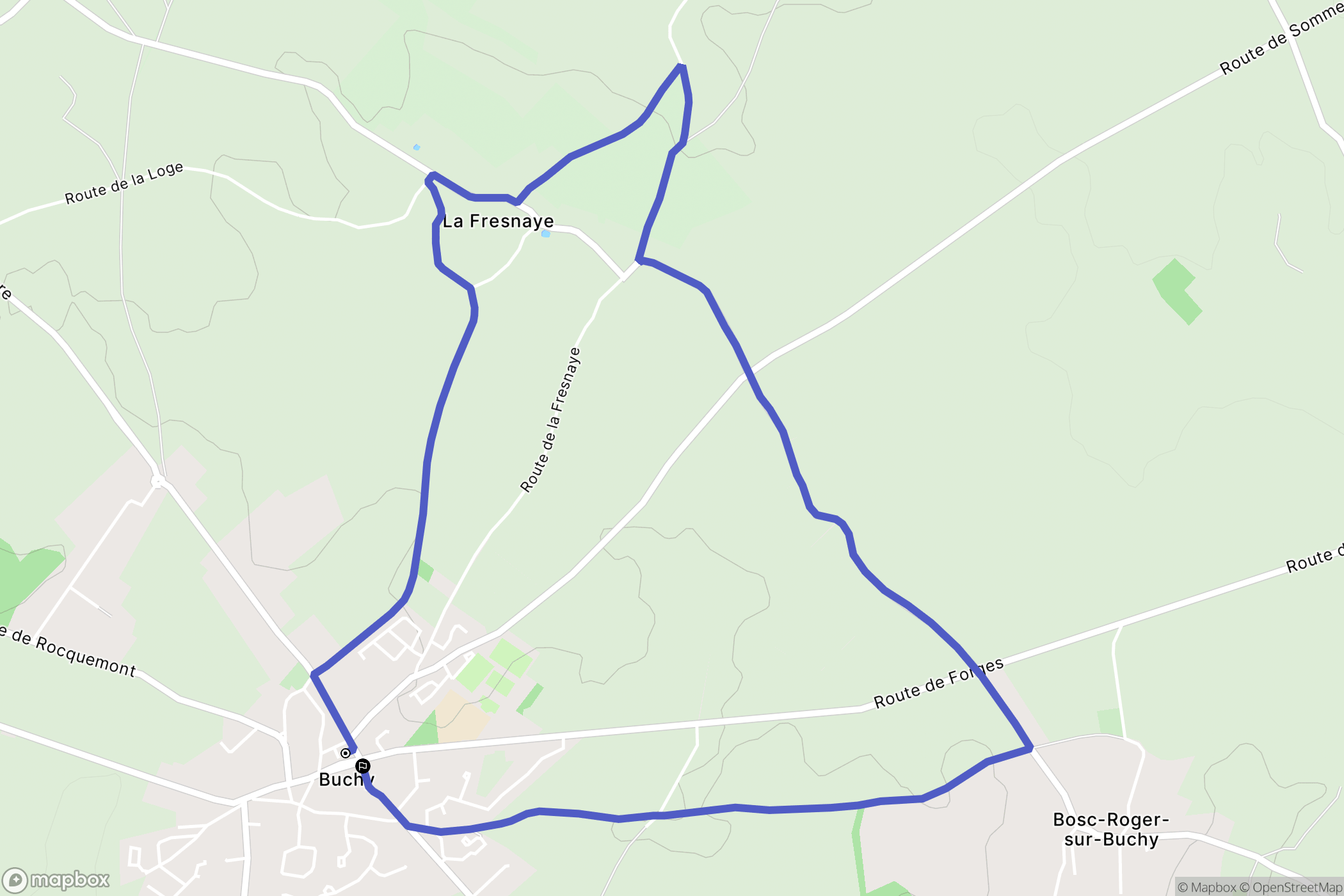 Buchy : carte du parcours de randonnée - France