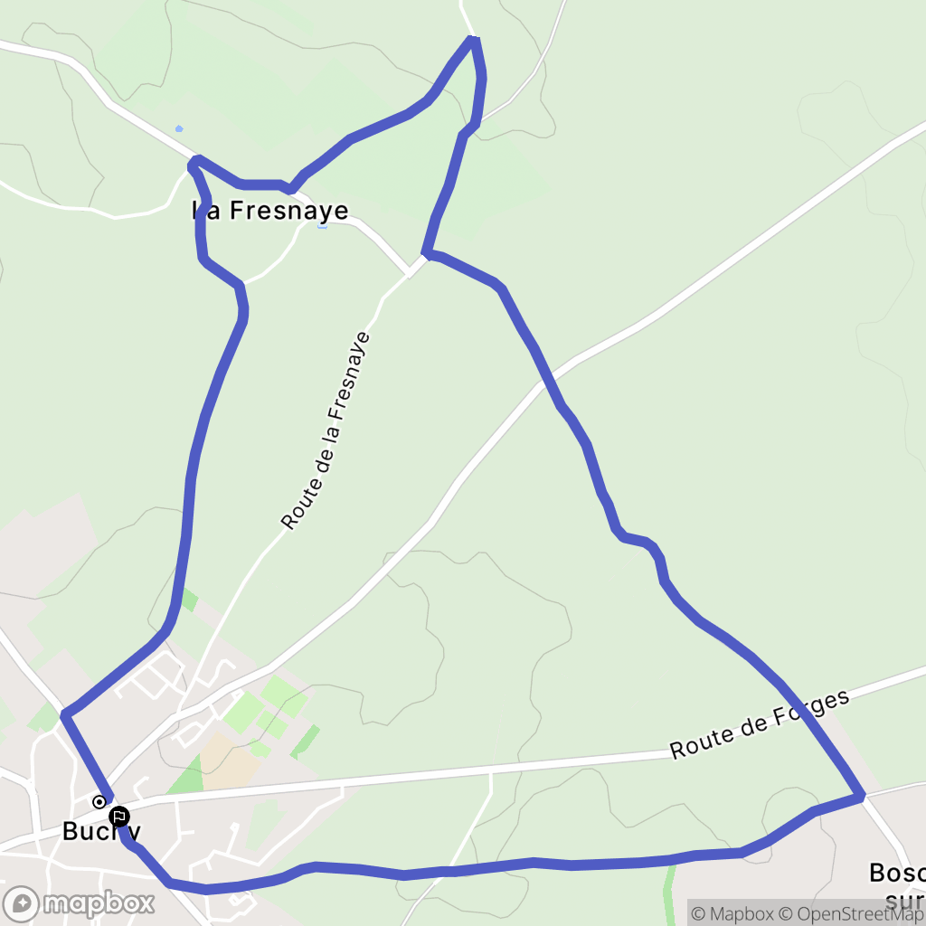 Buchy : carte du parcours de randonnée - France