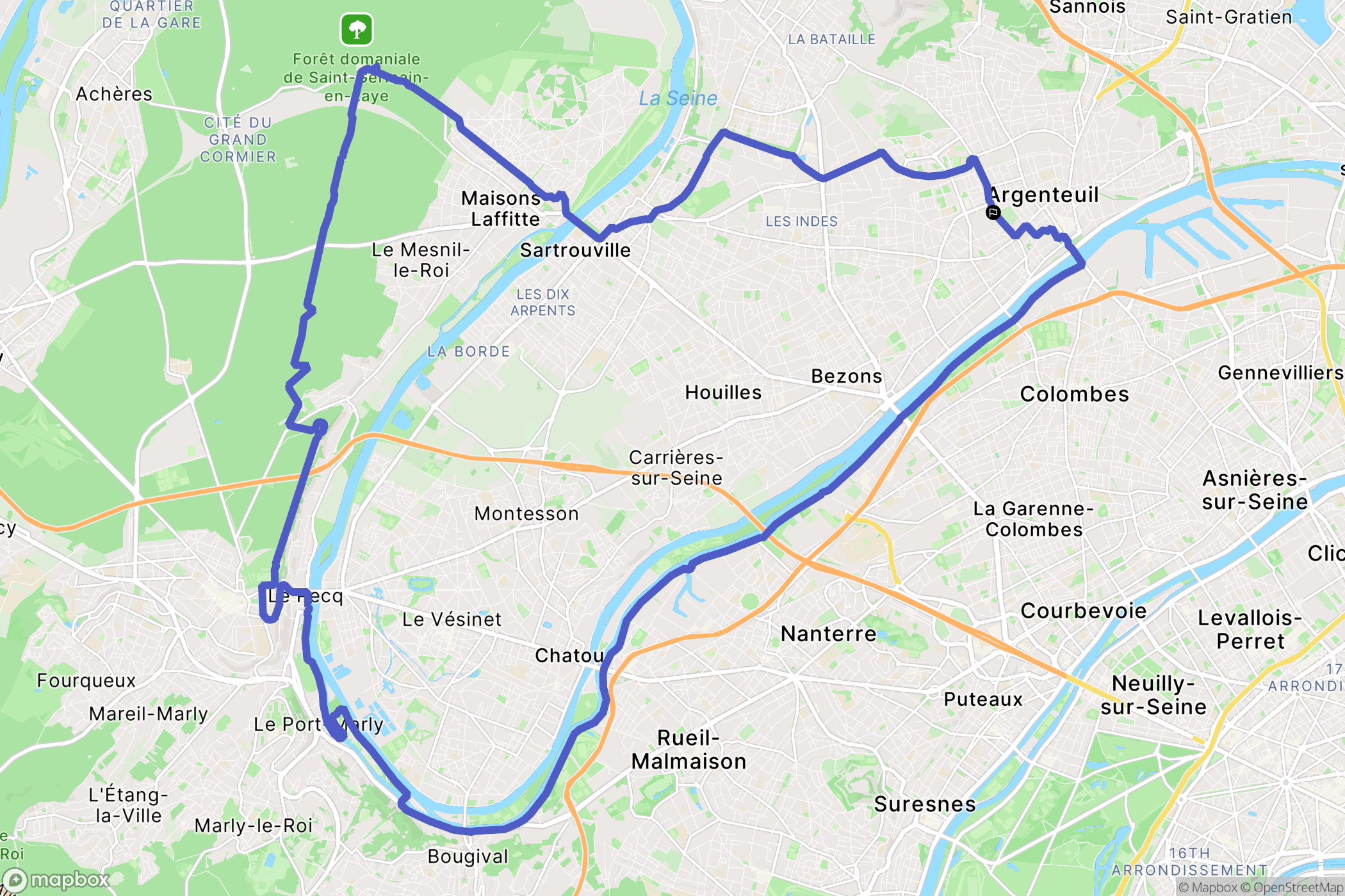 Argenteuil : carte du parcours de randonnée - France