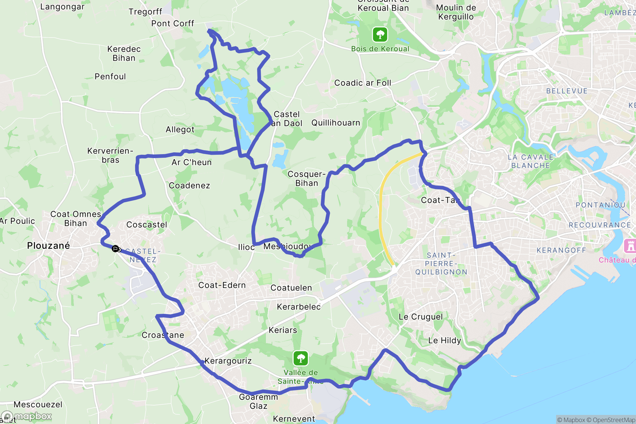 Plouzané : carte du parcours de randonnée - France