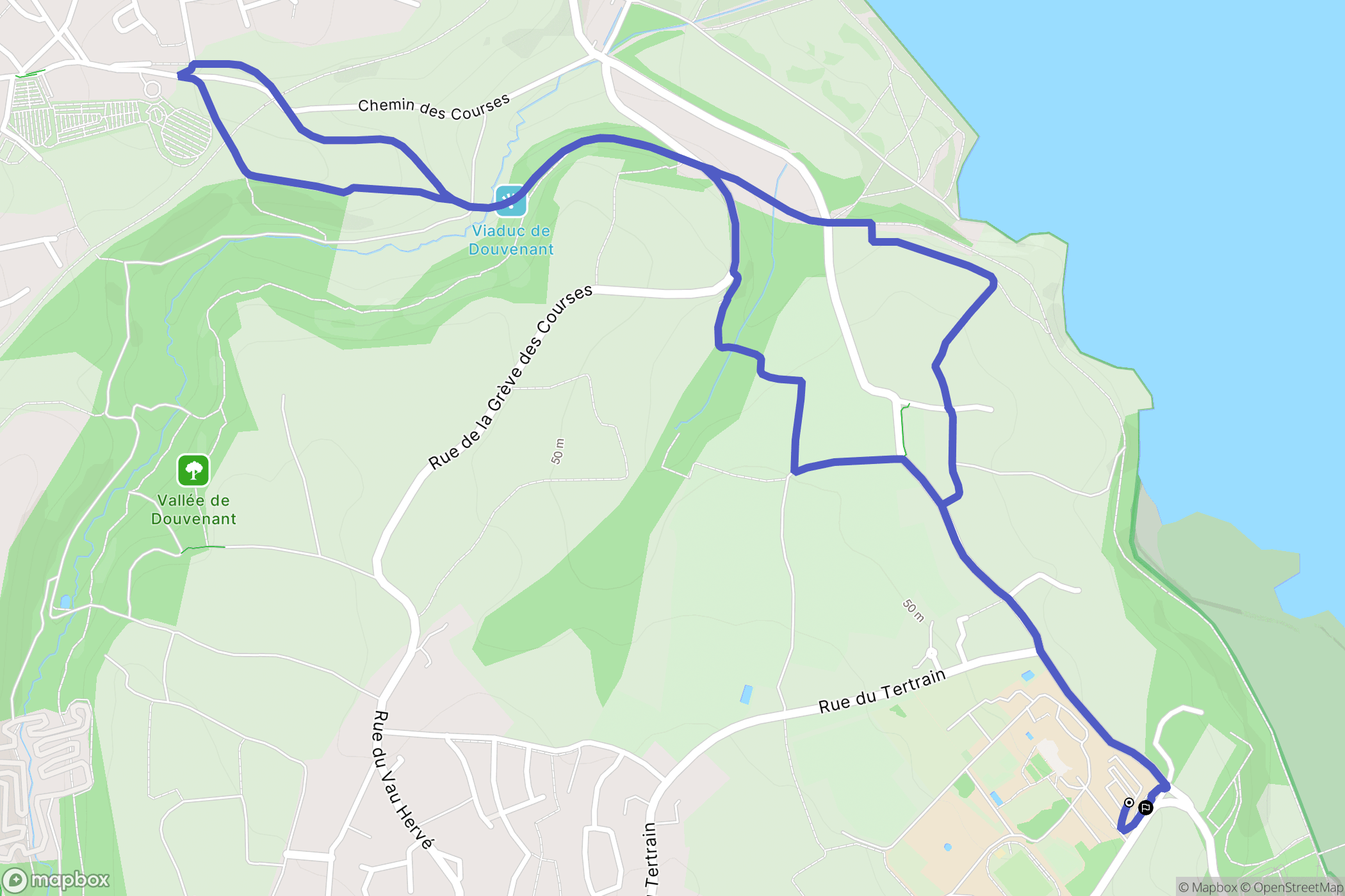 Langueux : carte du parcours de randonnée - France
