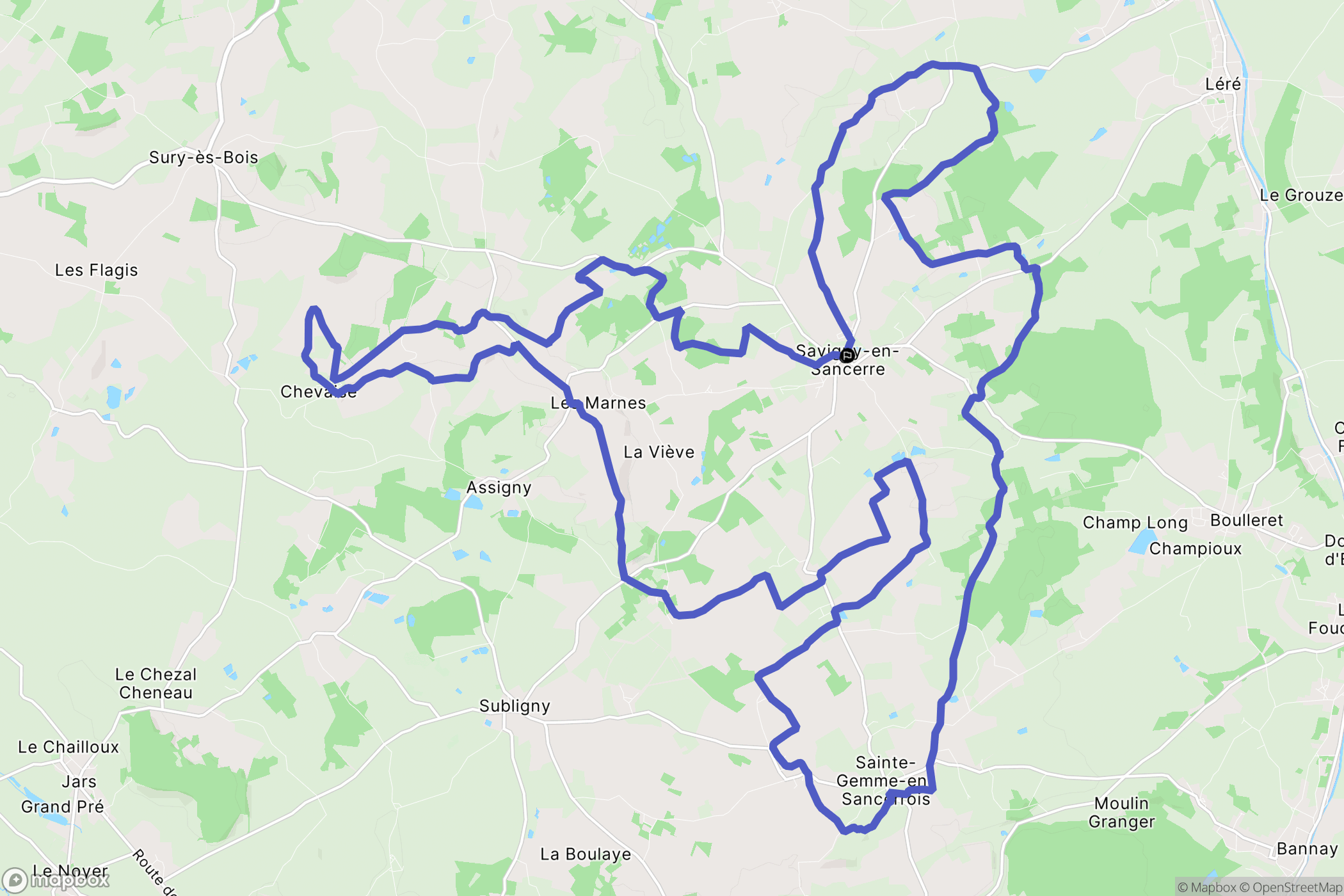 Savigny-en-Sancerre : carte du parcours de randonnée - France