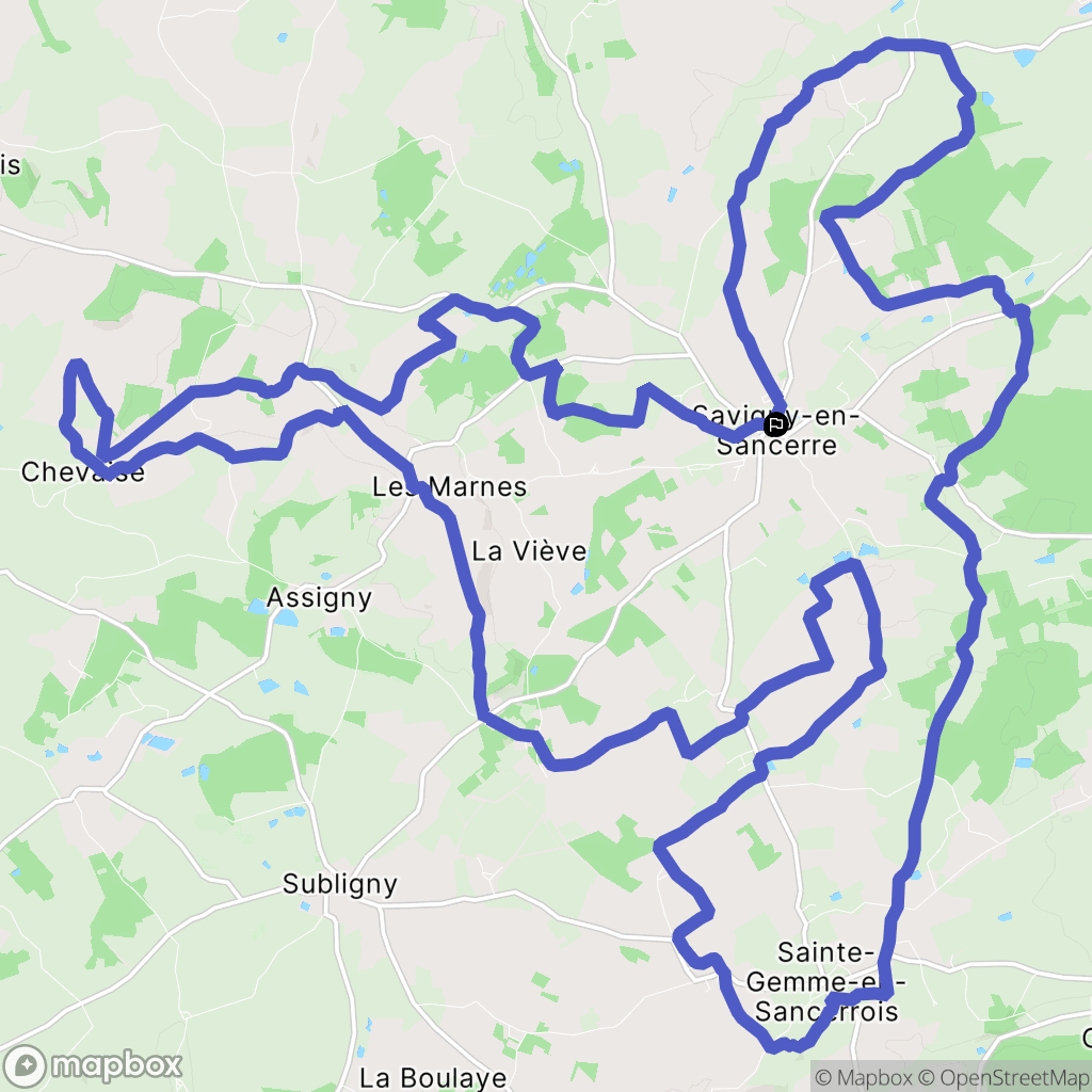 Savigny-en-Sancerre : carte du parcours de randonnée - France