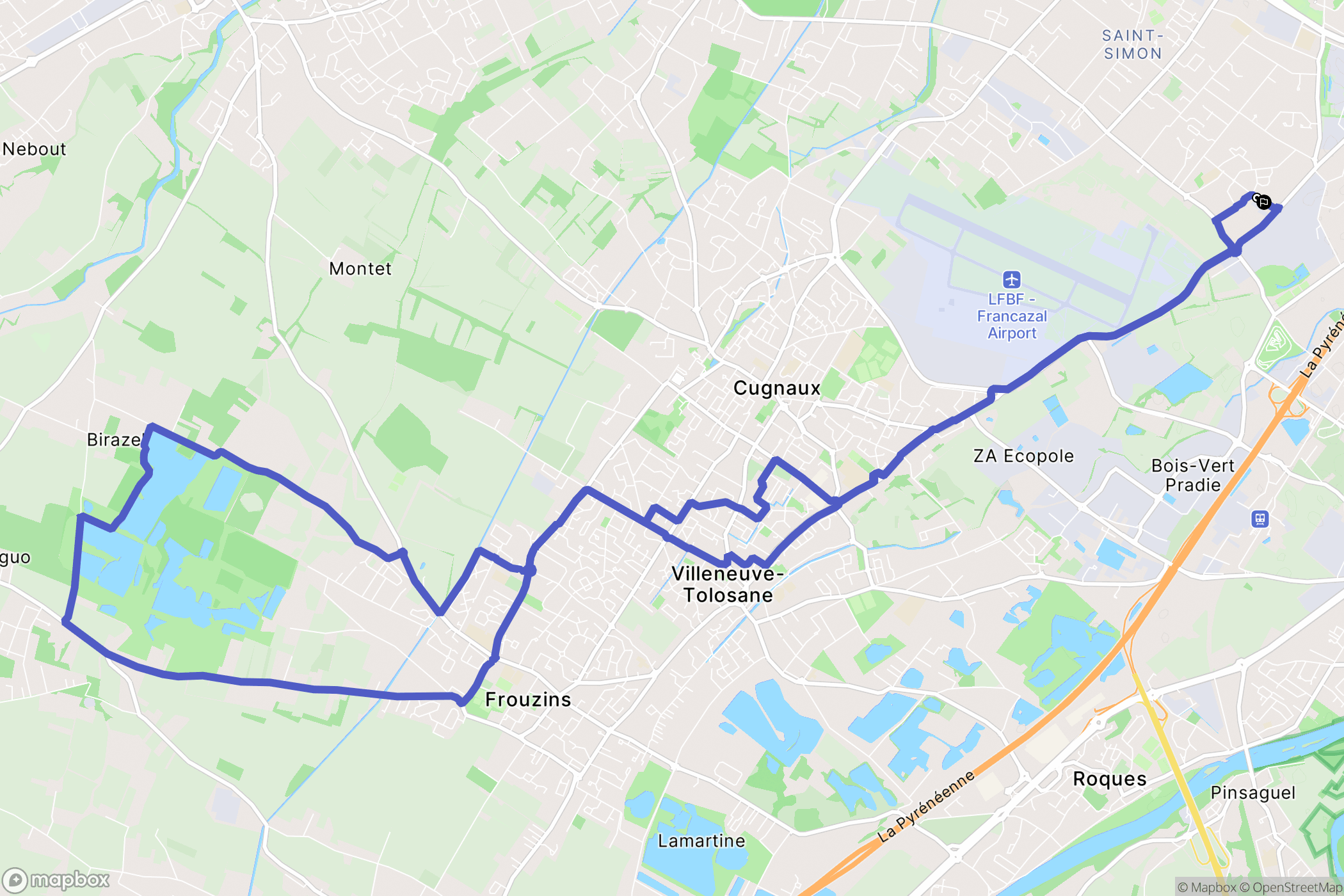 Toulouse : carte du parcours de randonnée - France