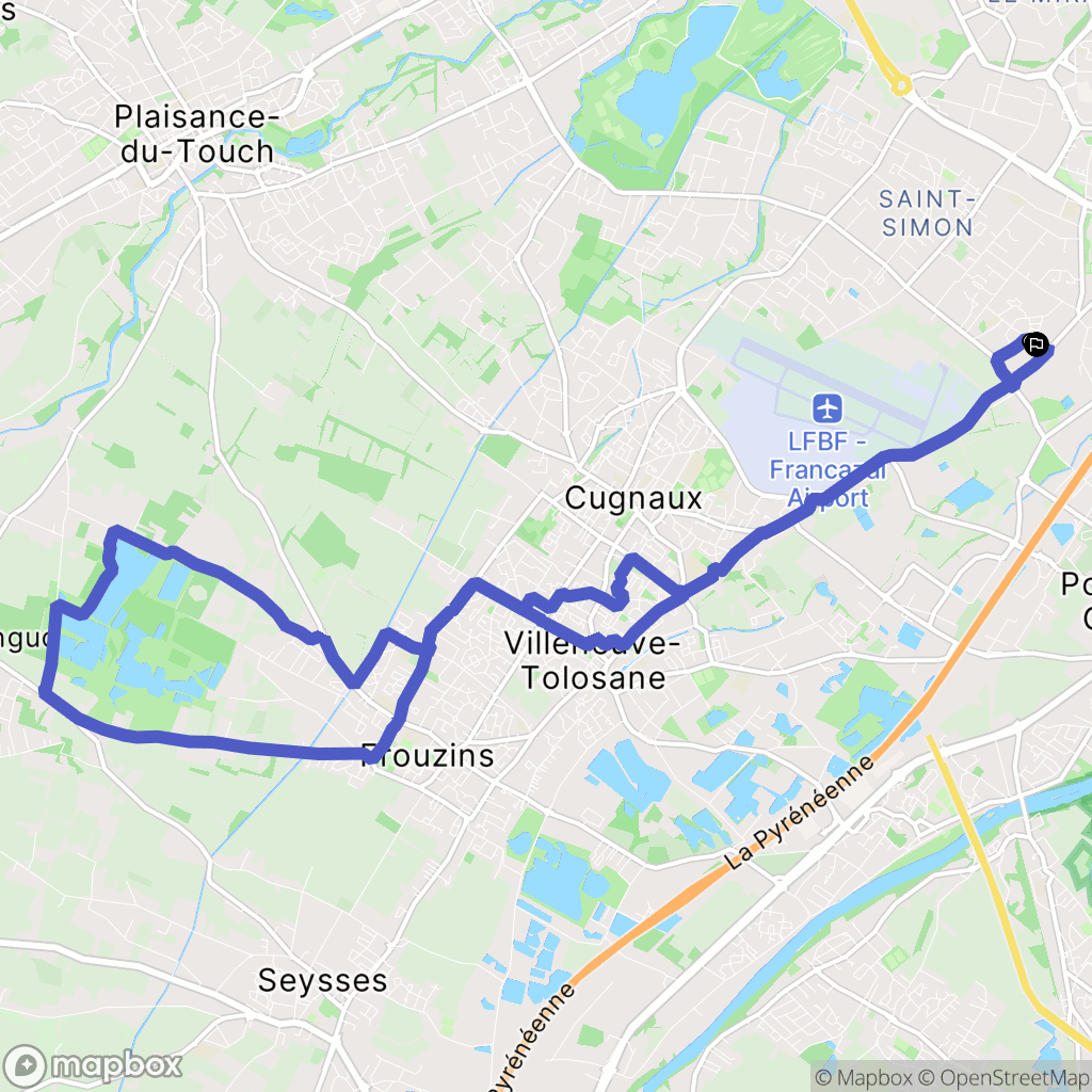 Toulouse : carte du parcours de randonnée - France
