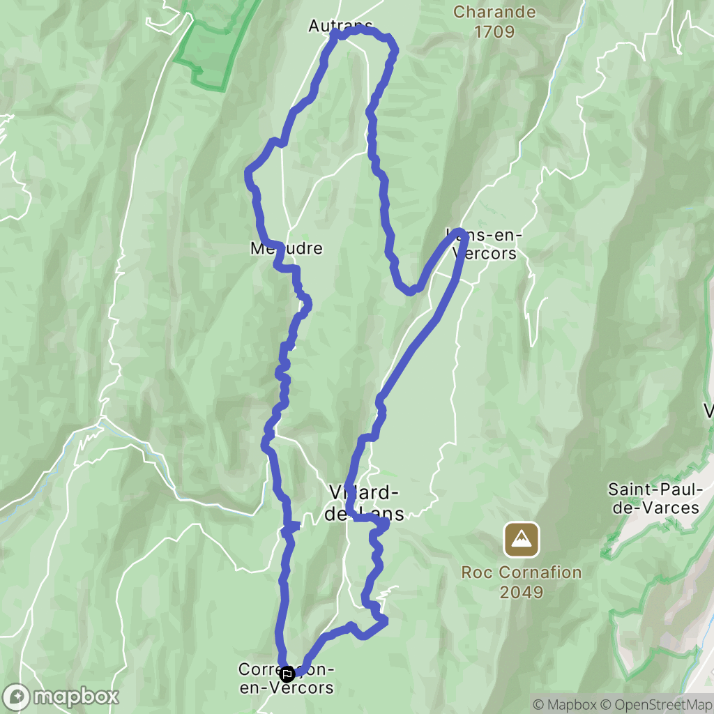 Corrençon-en-Vercors : carte du parcours de randonnée - France