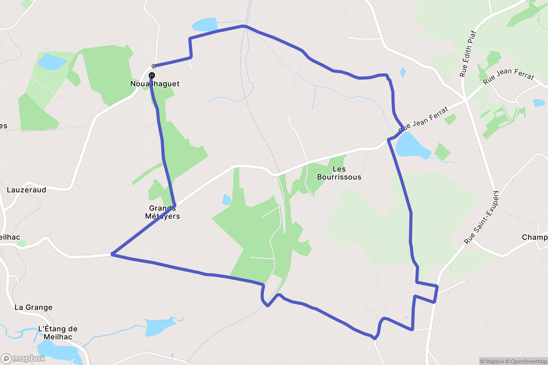 Meilhac : carte du parcours de randonnée - France