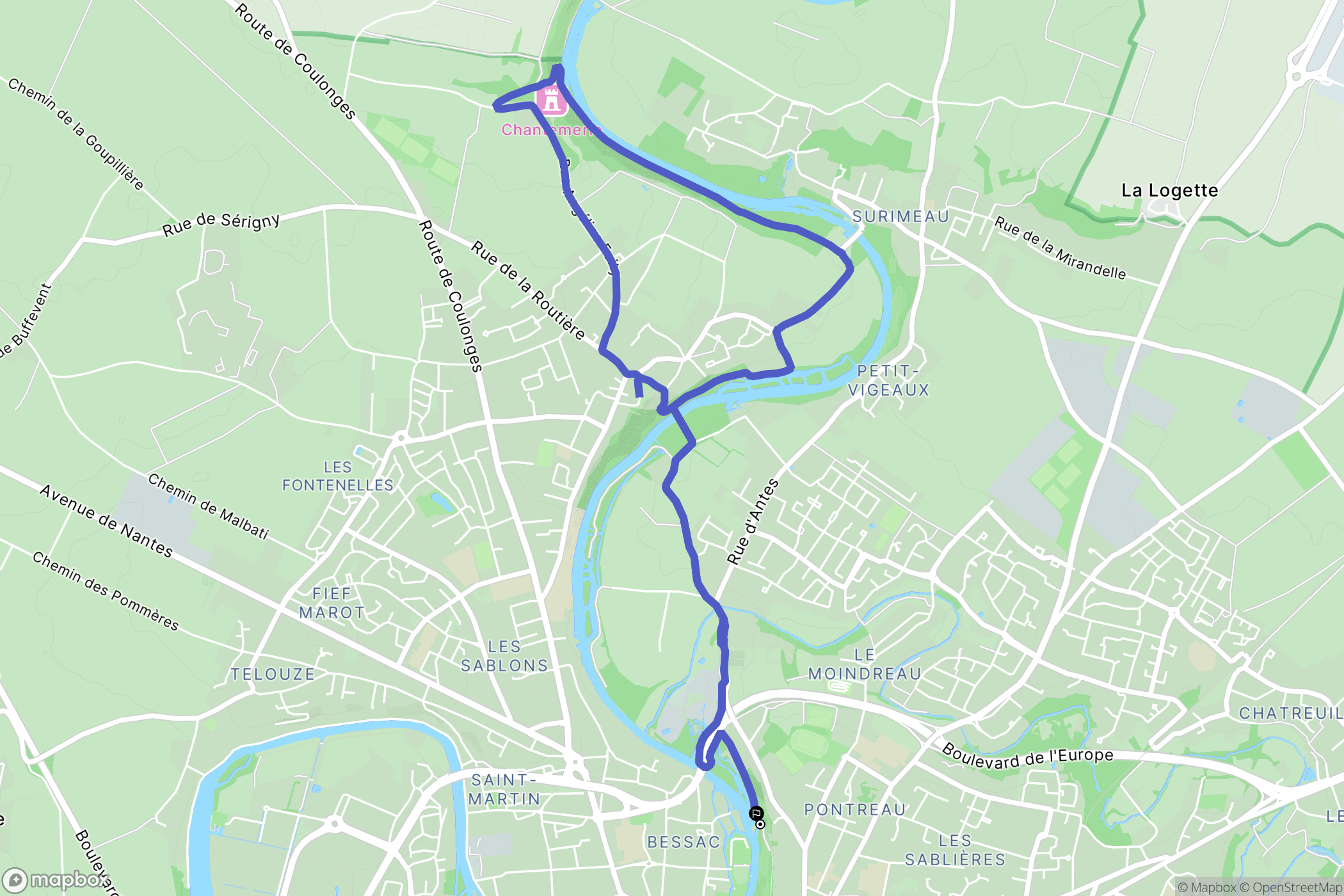 Niort : carte du parcours de randonnée - France