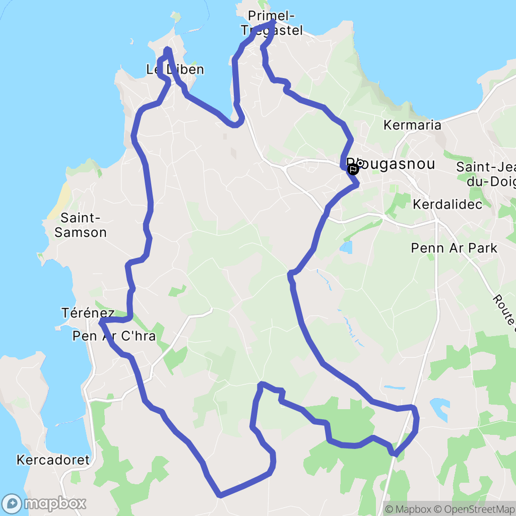 Plougasnou : carte du parcours de randonnée - France