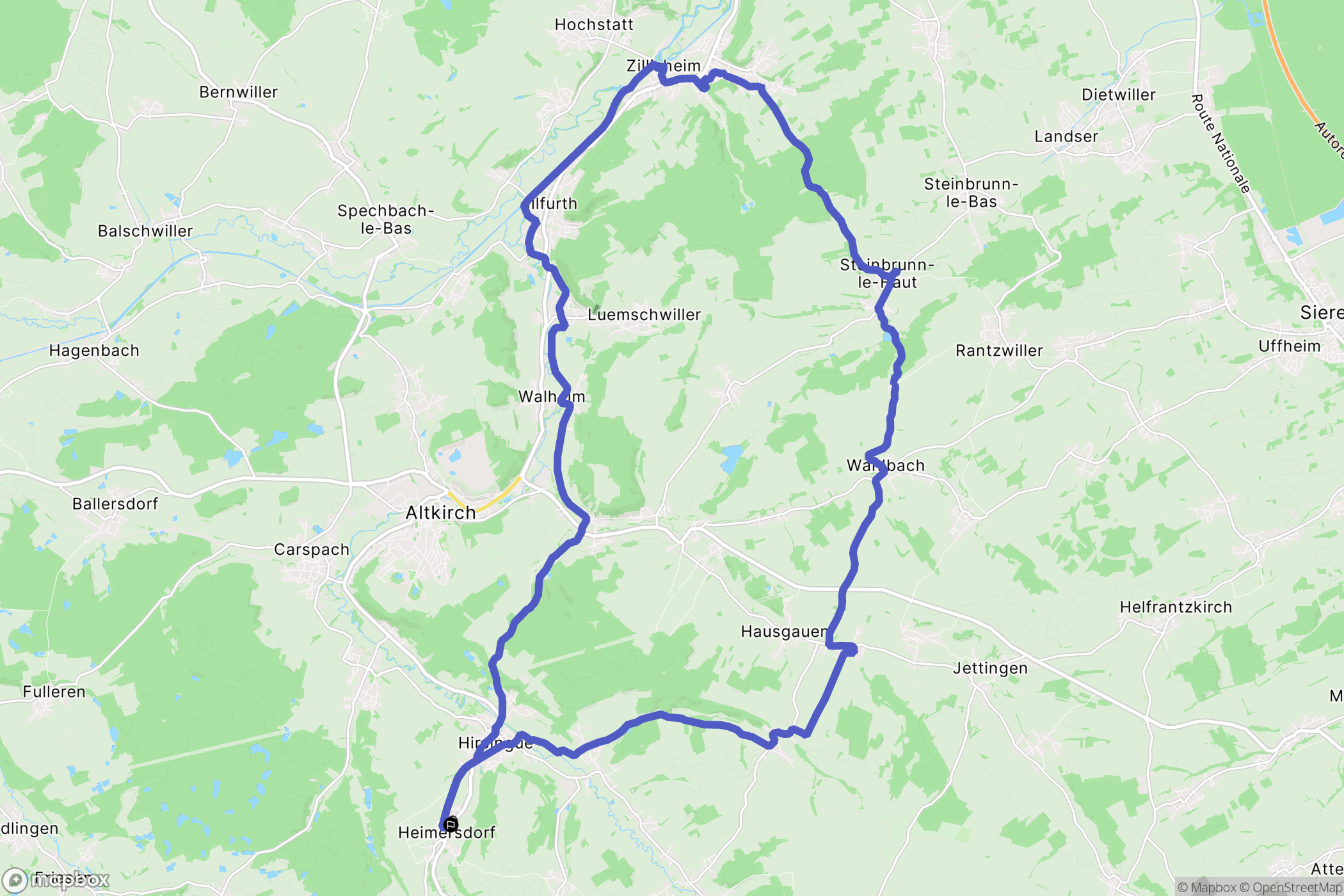 Heimersdorf : carte du parcours de randonnée - France