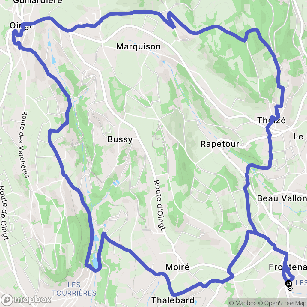 Frontenas : carte du parcours de randonnée - France