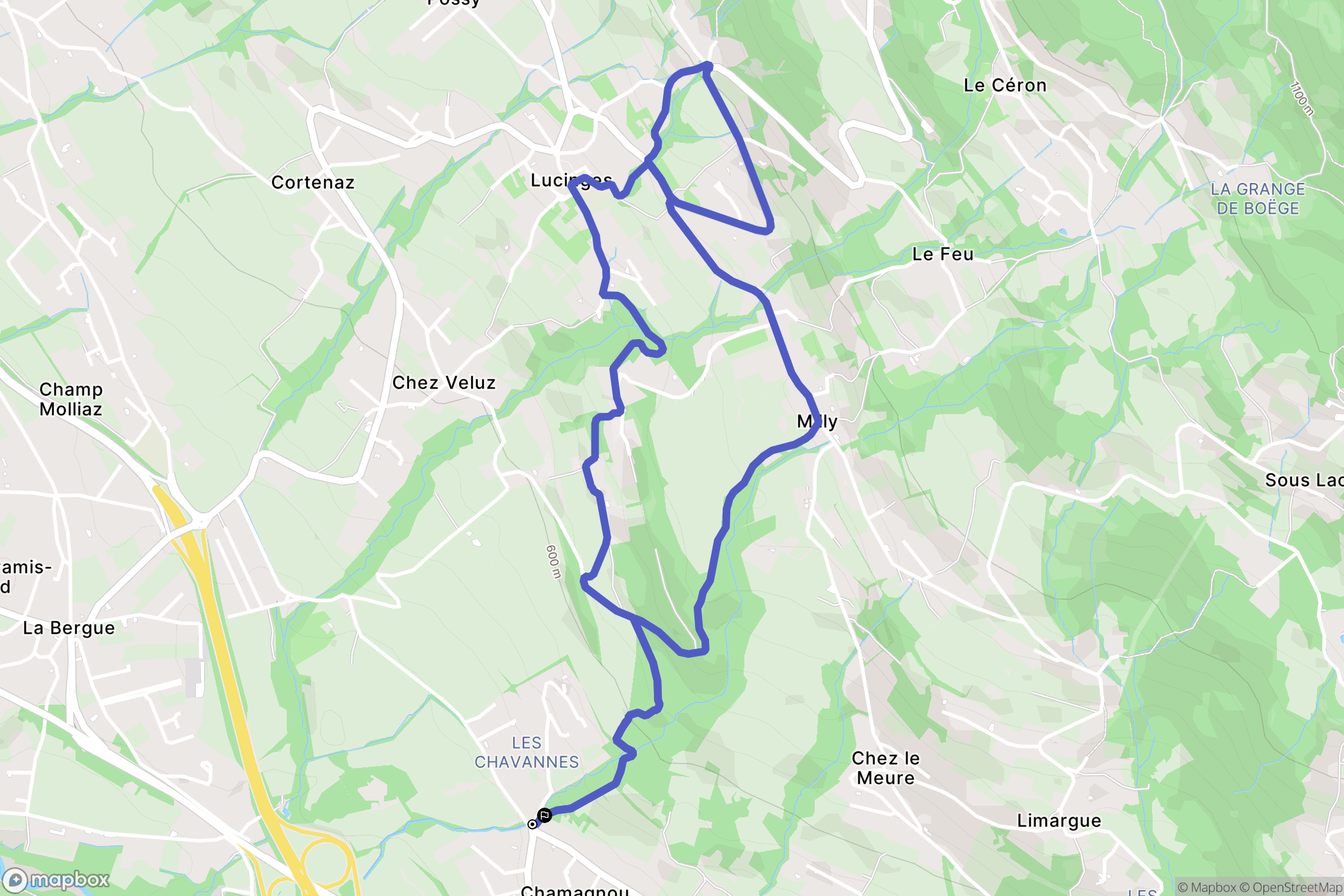 Bonne : carte du parcours de randonnée - France
