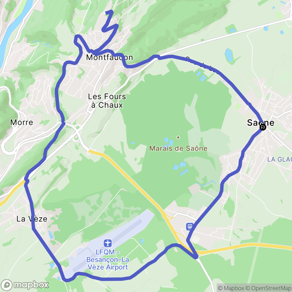 Saône : carte du parcours de randonnée - France