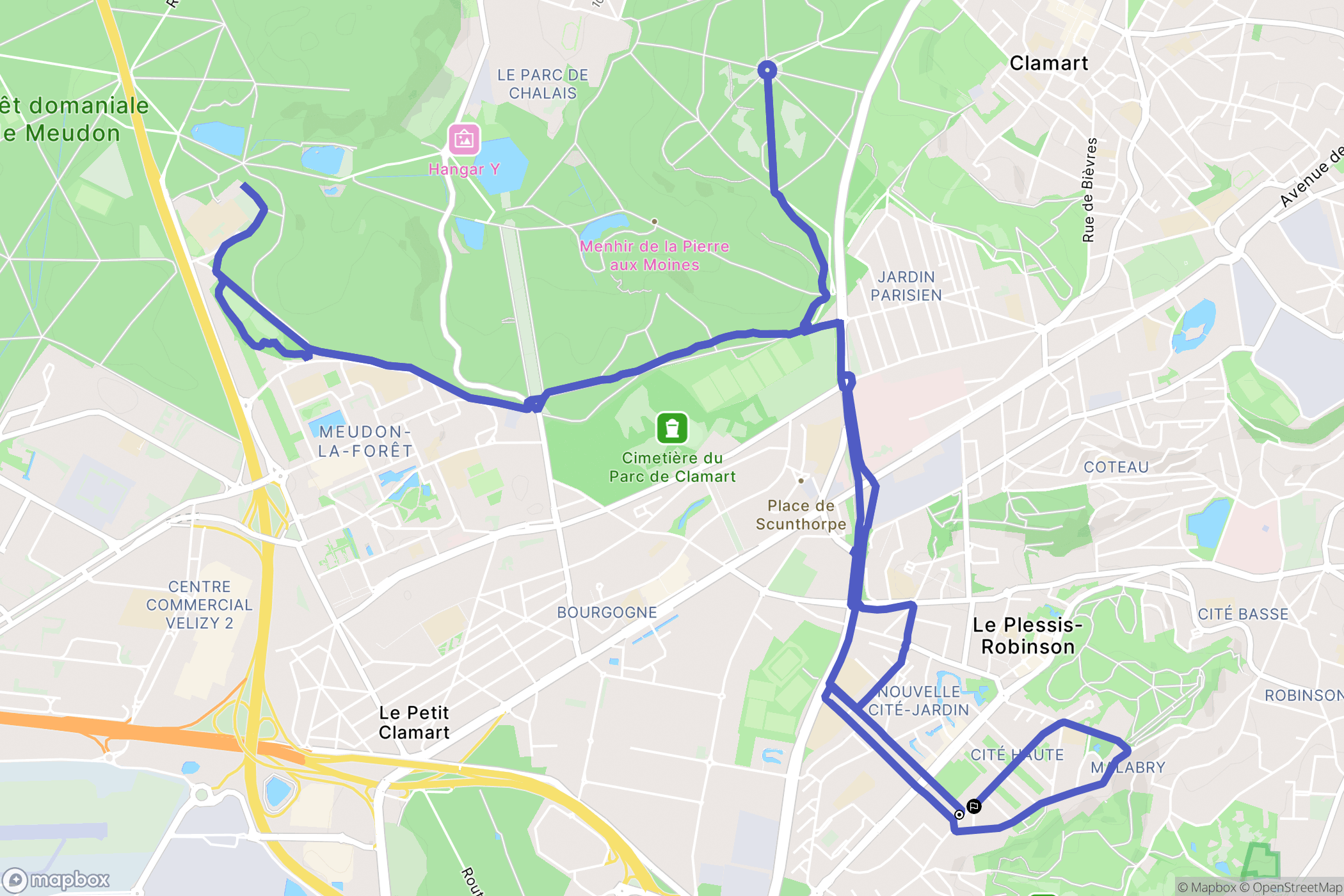 Le Plessis-Robinson : carte du parcours de randonnée - France