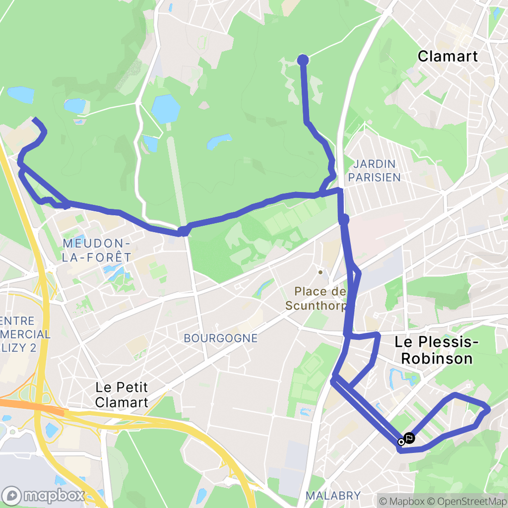 Le Plessis-Robinson : carte du parcours de randonnée - France