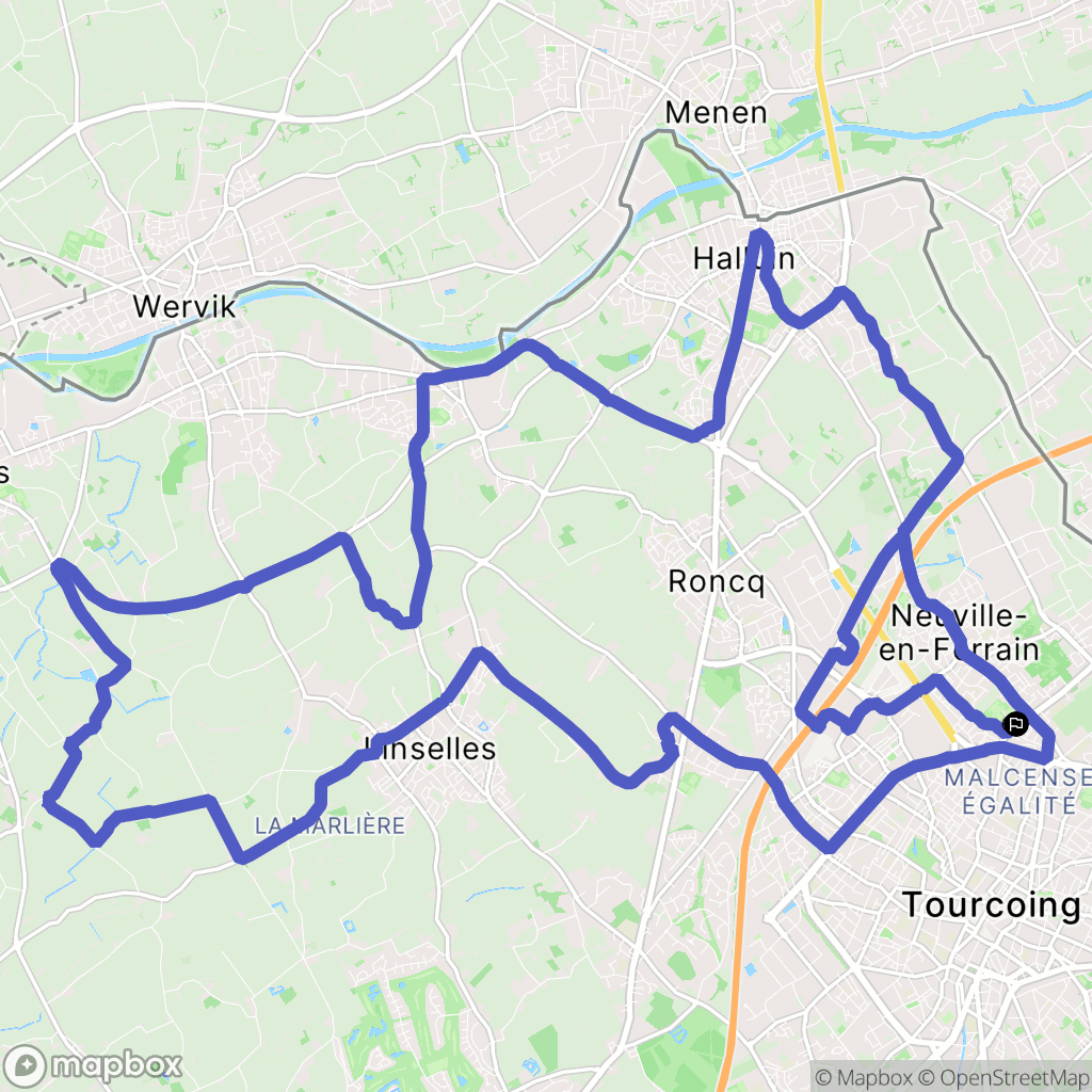 Tourcoing : carte du parcours de randonnée - France