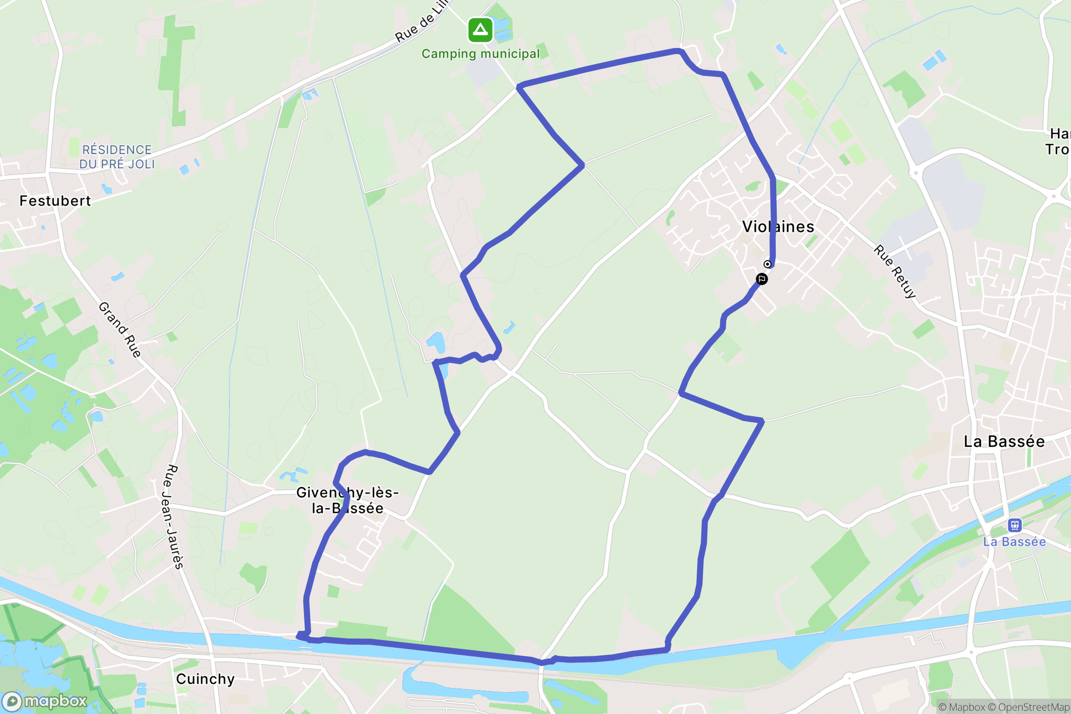 Violaines : carte du parcours de randonnée - France