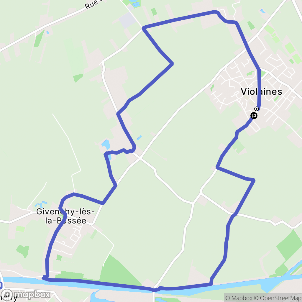 Violaines : carte du parcours de randonnée - France