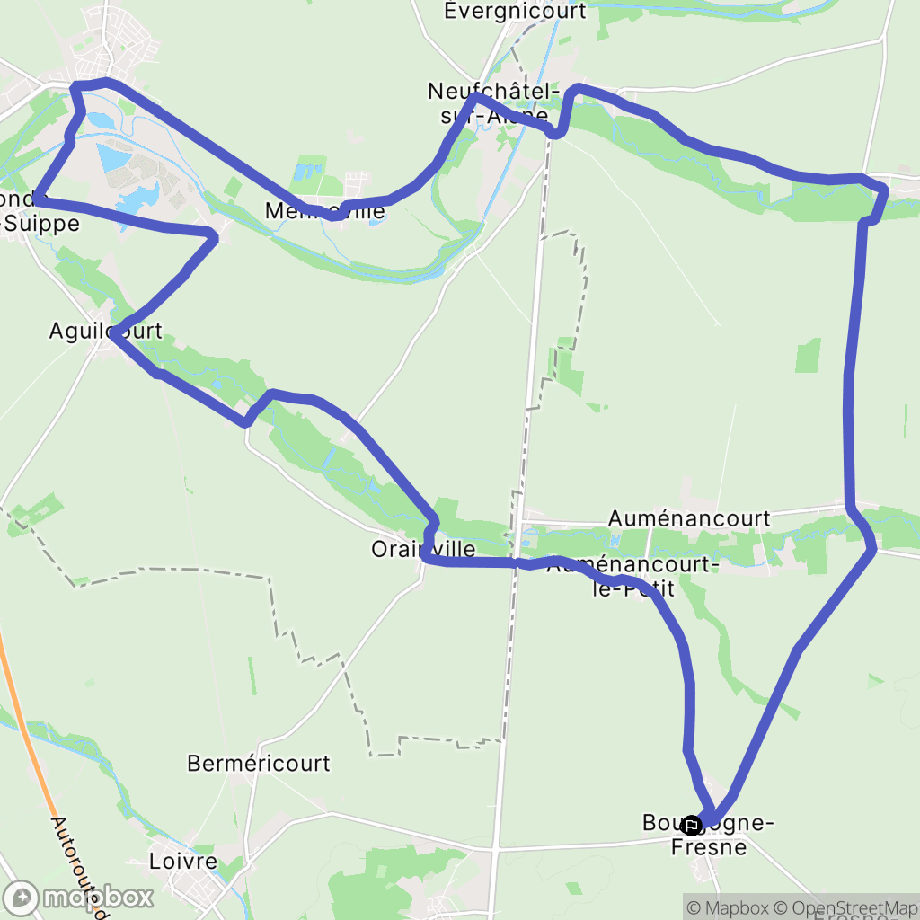 Bourgogne-Fresne : carte du parcours de randonnée - France