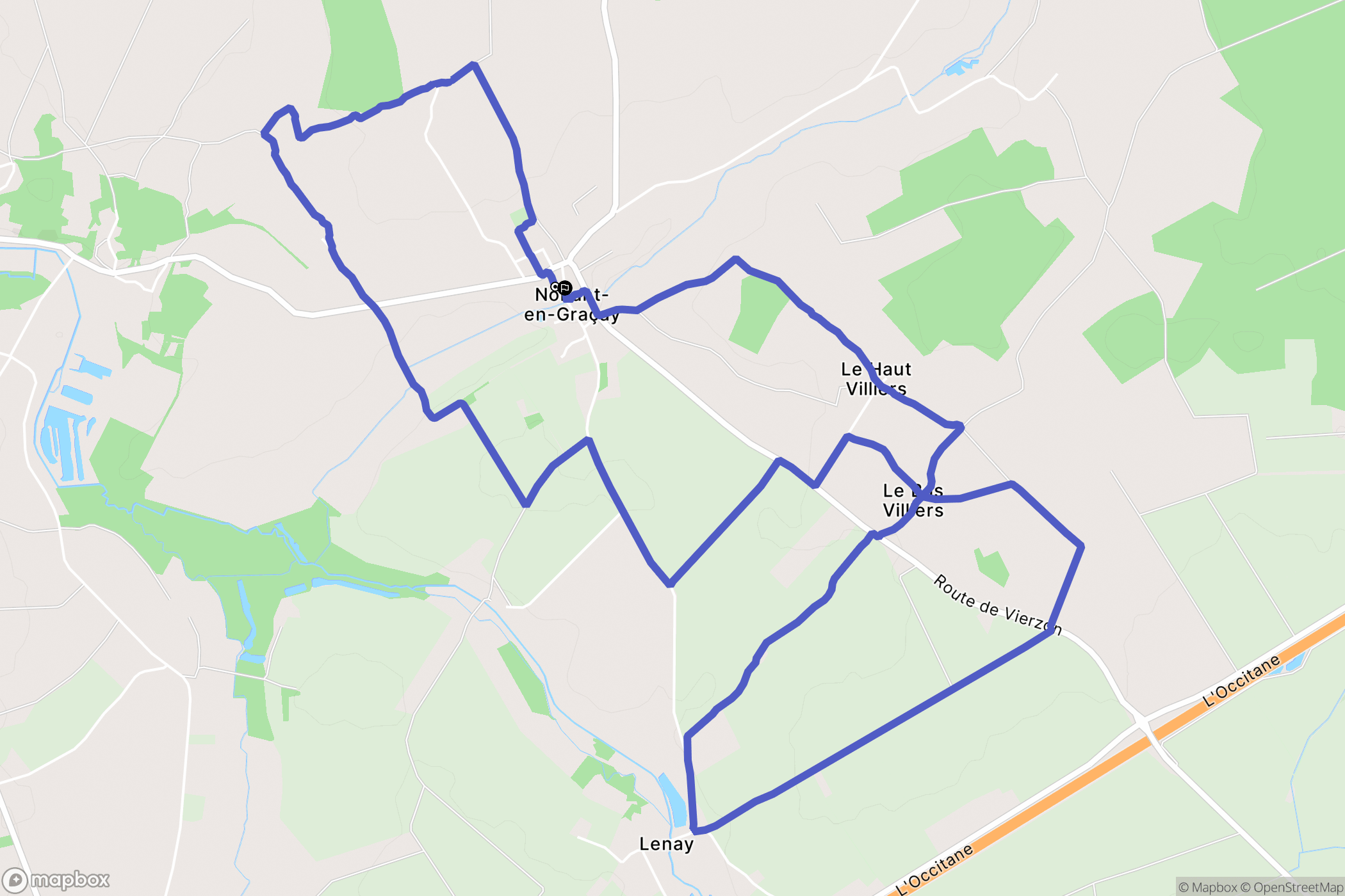 Nohant-en-Graçay : carte du parcours de randonnée - France