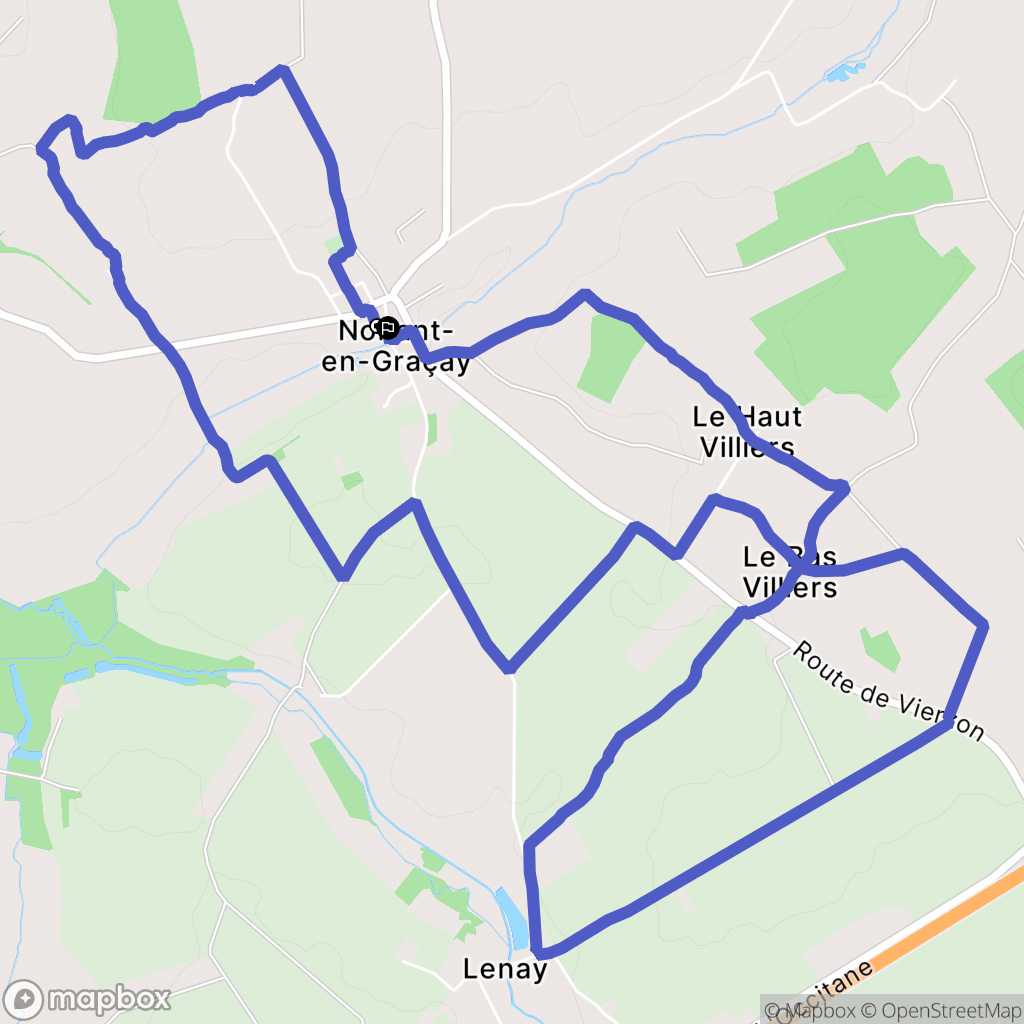 Nohant-en-Graçay : carte du parcours de randonnée - France