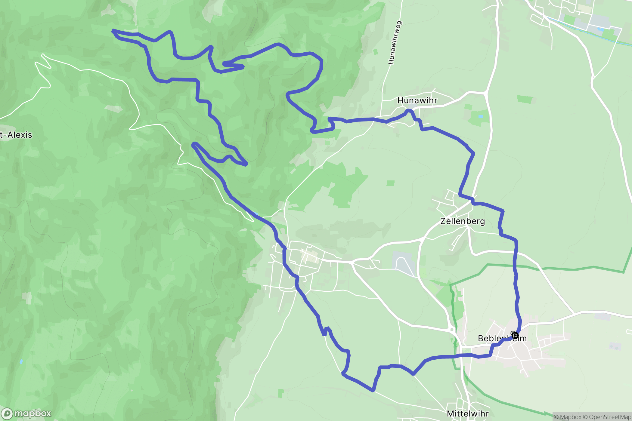 Beblenheim : carte du parcours de randonnée - France