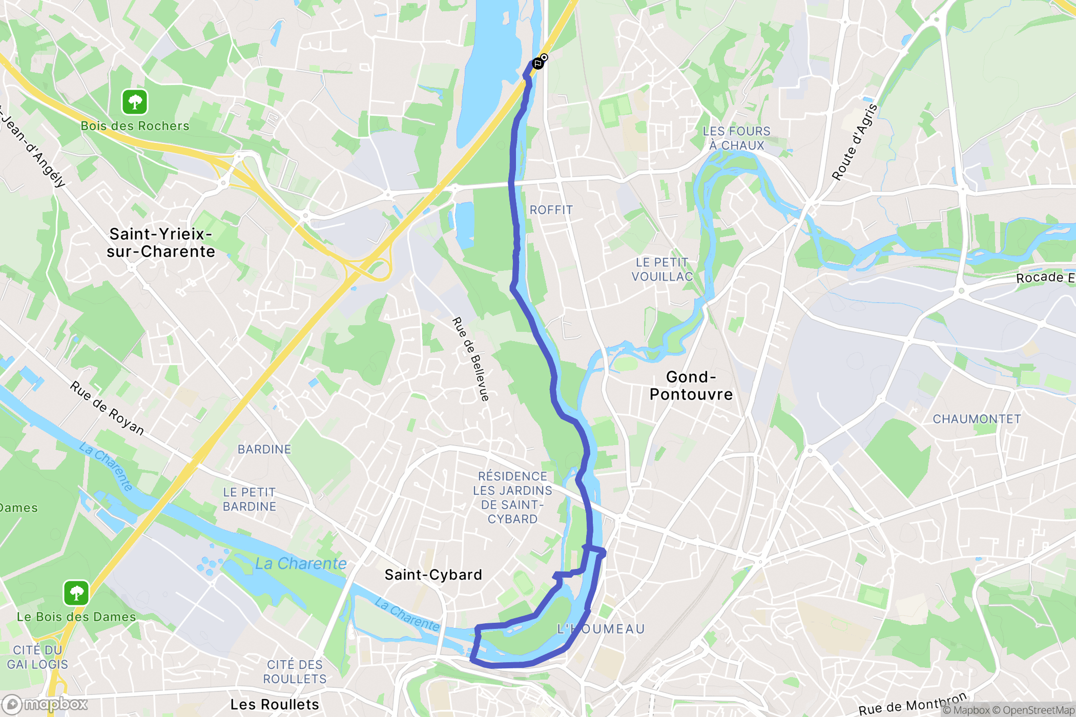 Gond-Pontouvre : carte du parcours de randonnée - France