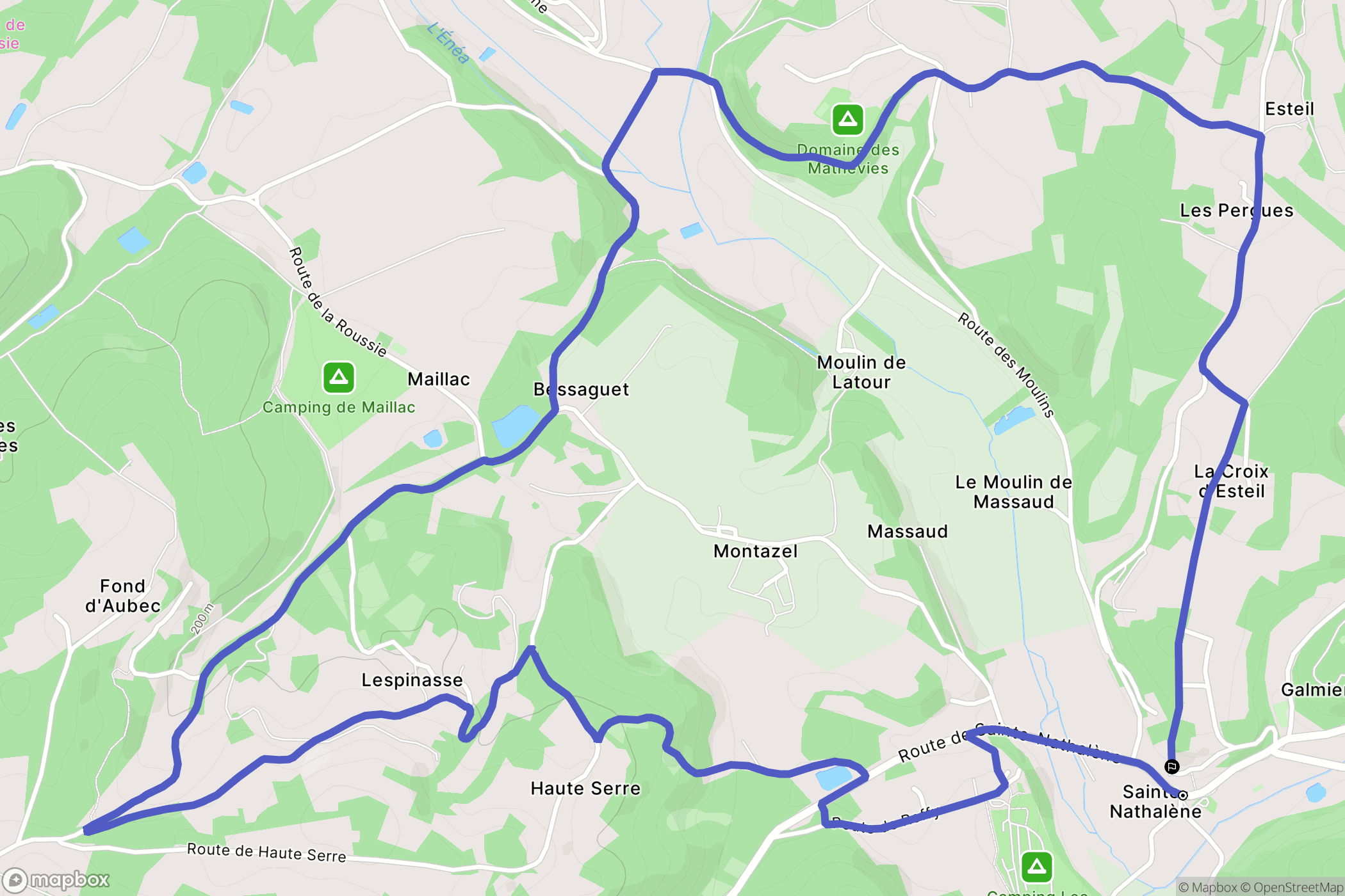 Sainte-Nathalène : carte du parcours de randonnée - France