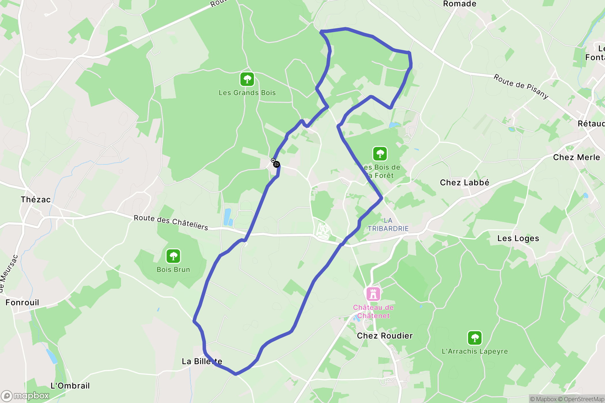 Retaud : carte du parcours de randonnée - France