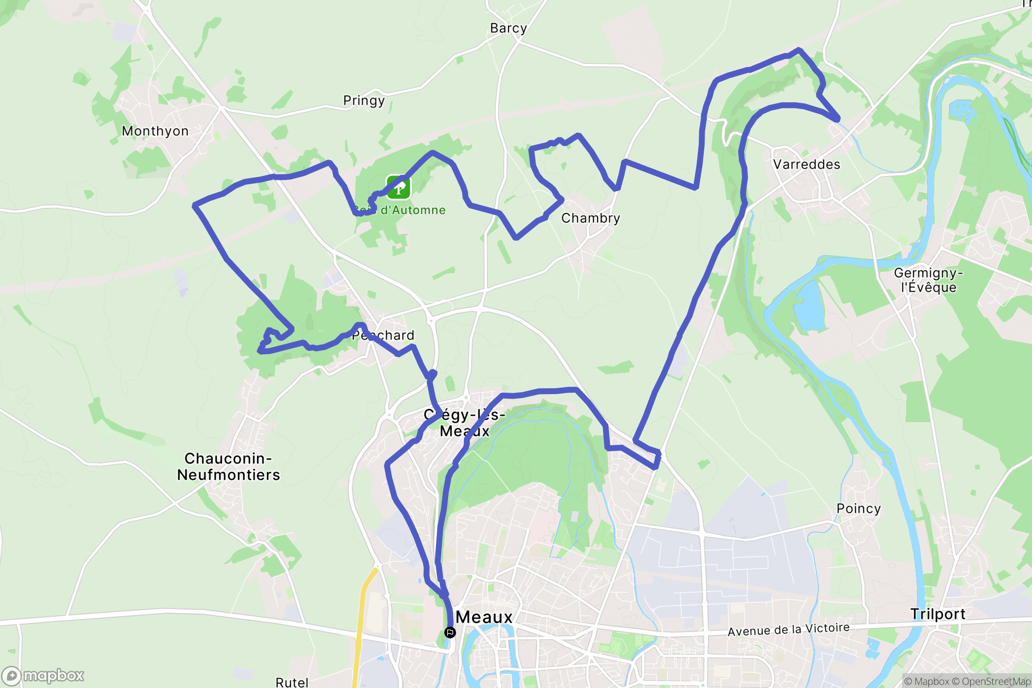 Meaux : carte du parcours de randonnée - France