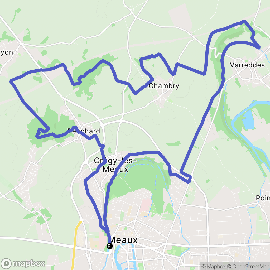 Meaux : carte du parcours de randonnée - France