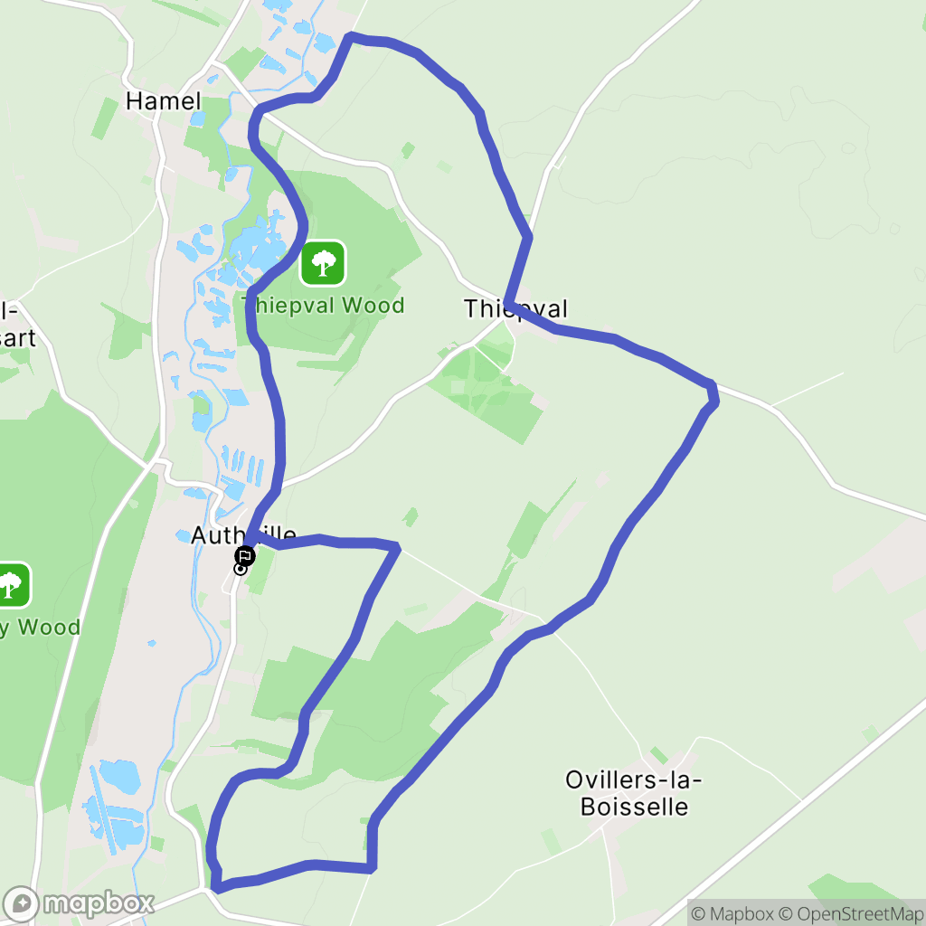 Authuille : carte du parcours de randonnée - France
