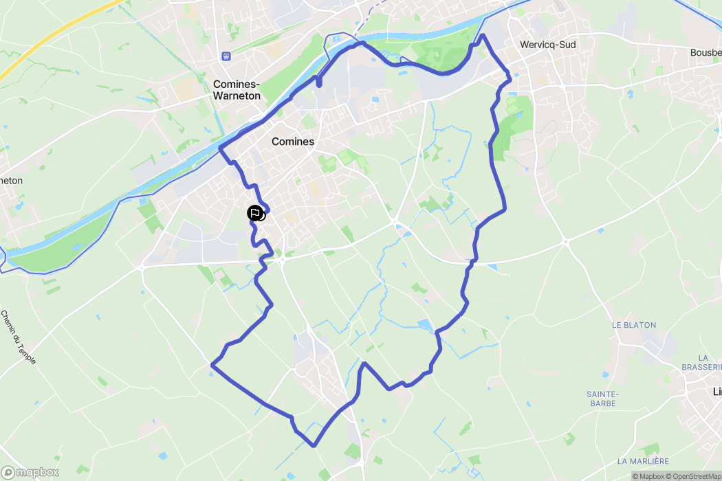 Comines : carte du parcours de randonnée - France