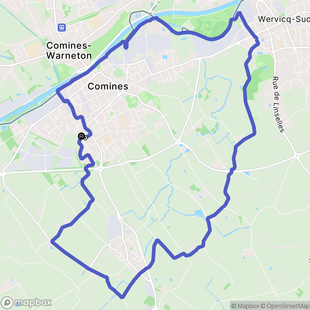 Comines : carte du parcours de randonnée - France