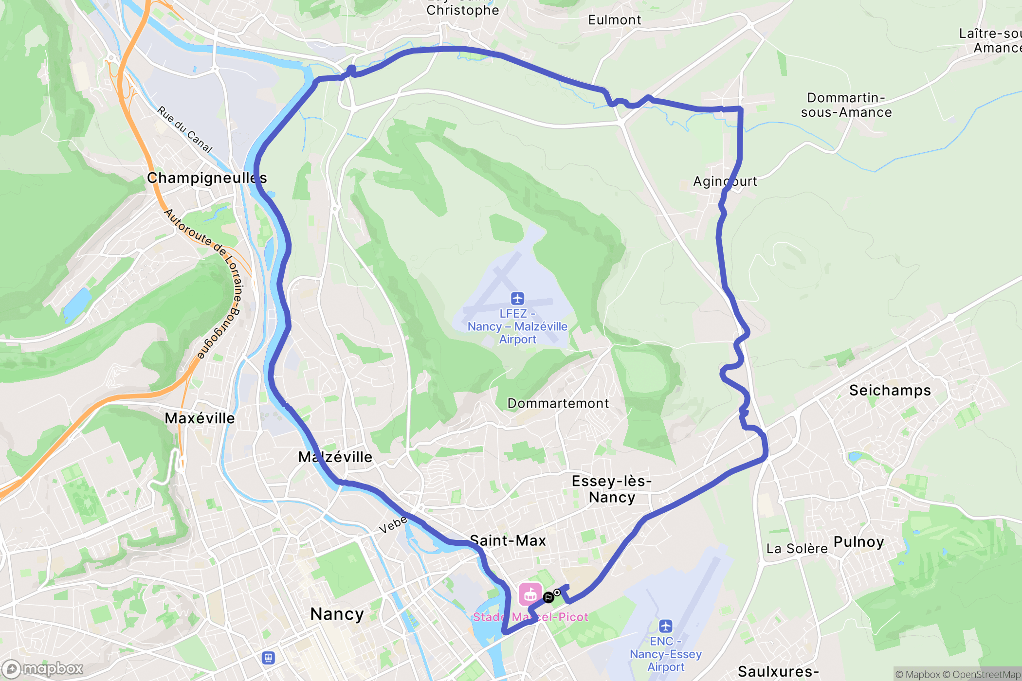 Tomblaine : carte du parcours de randonnée - France