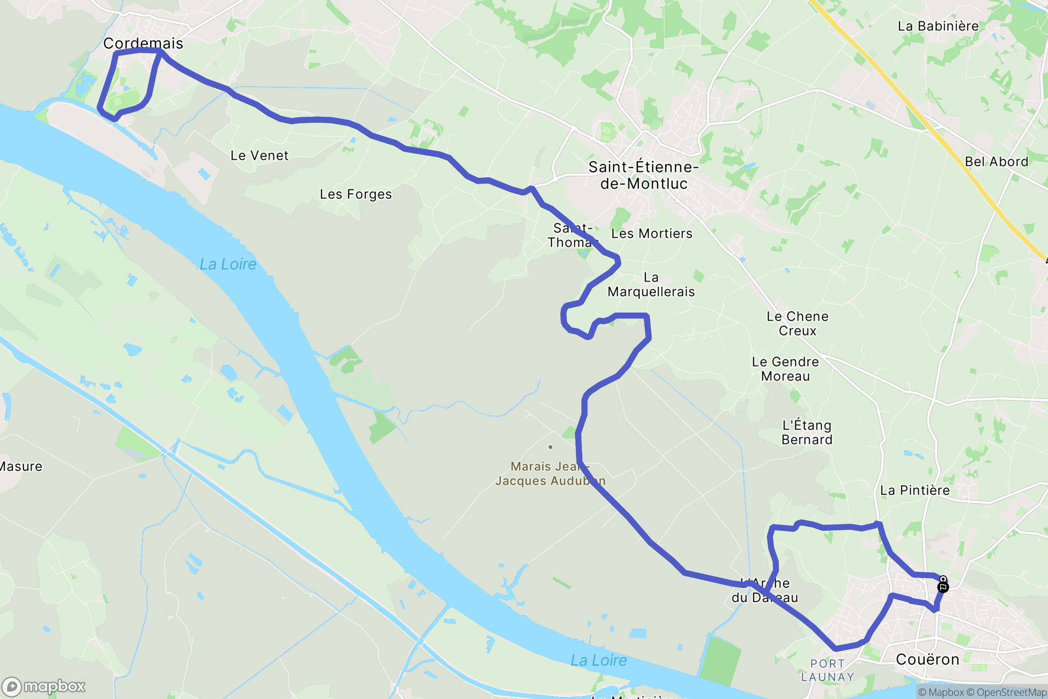 Couëron : carte du parcours de randonnée - France