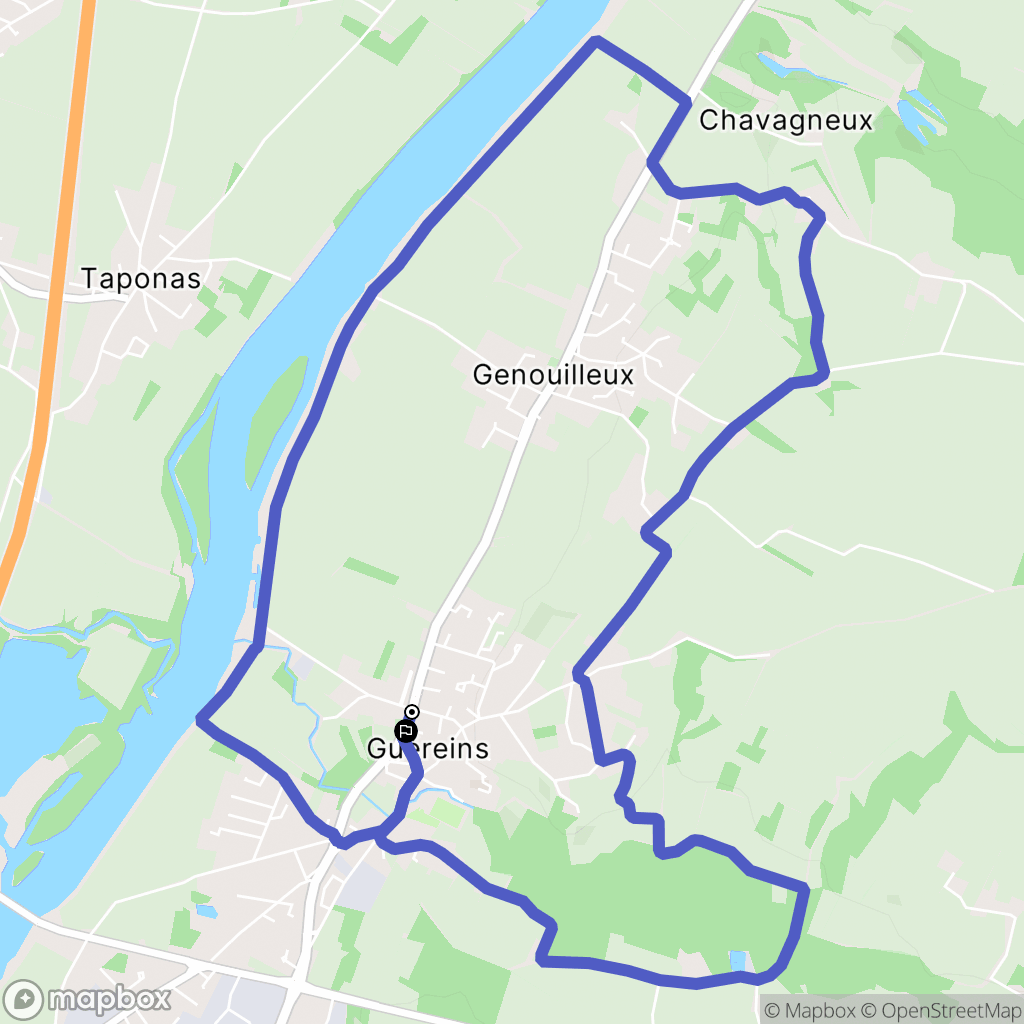 Guéreins : carte du parcours de randonnée - France