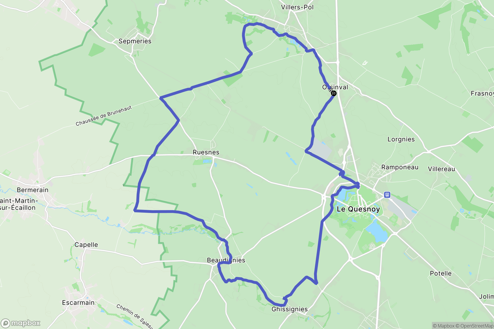 Orsinval : carte du parcours de randonnée - France