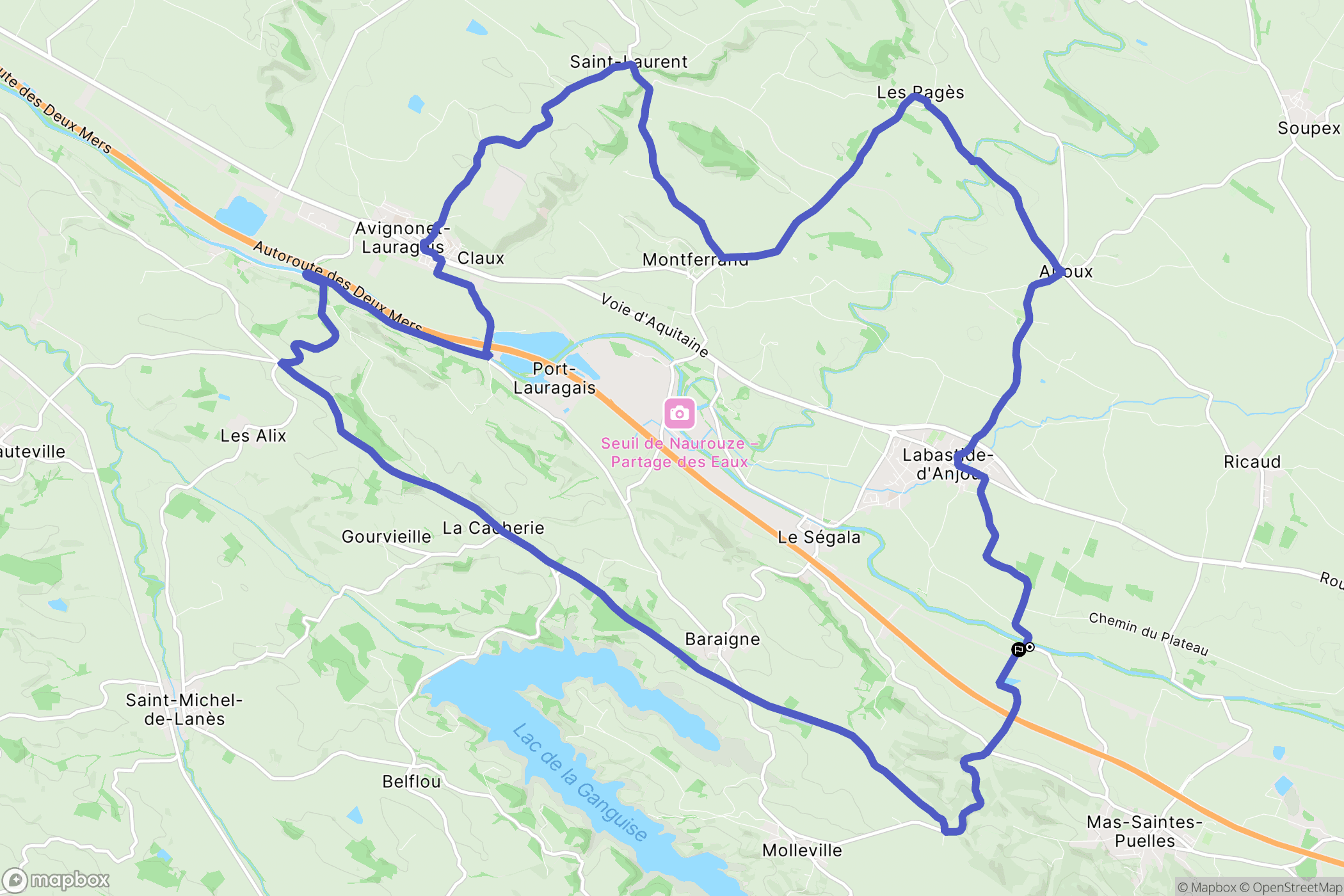Mas-Saintes-Puelles : carte du parcours de randonnée - France