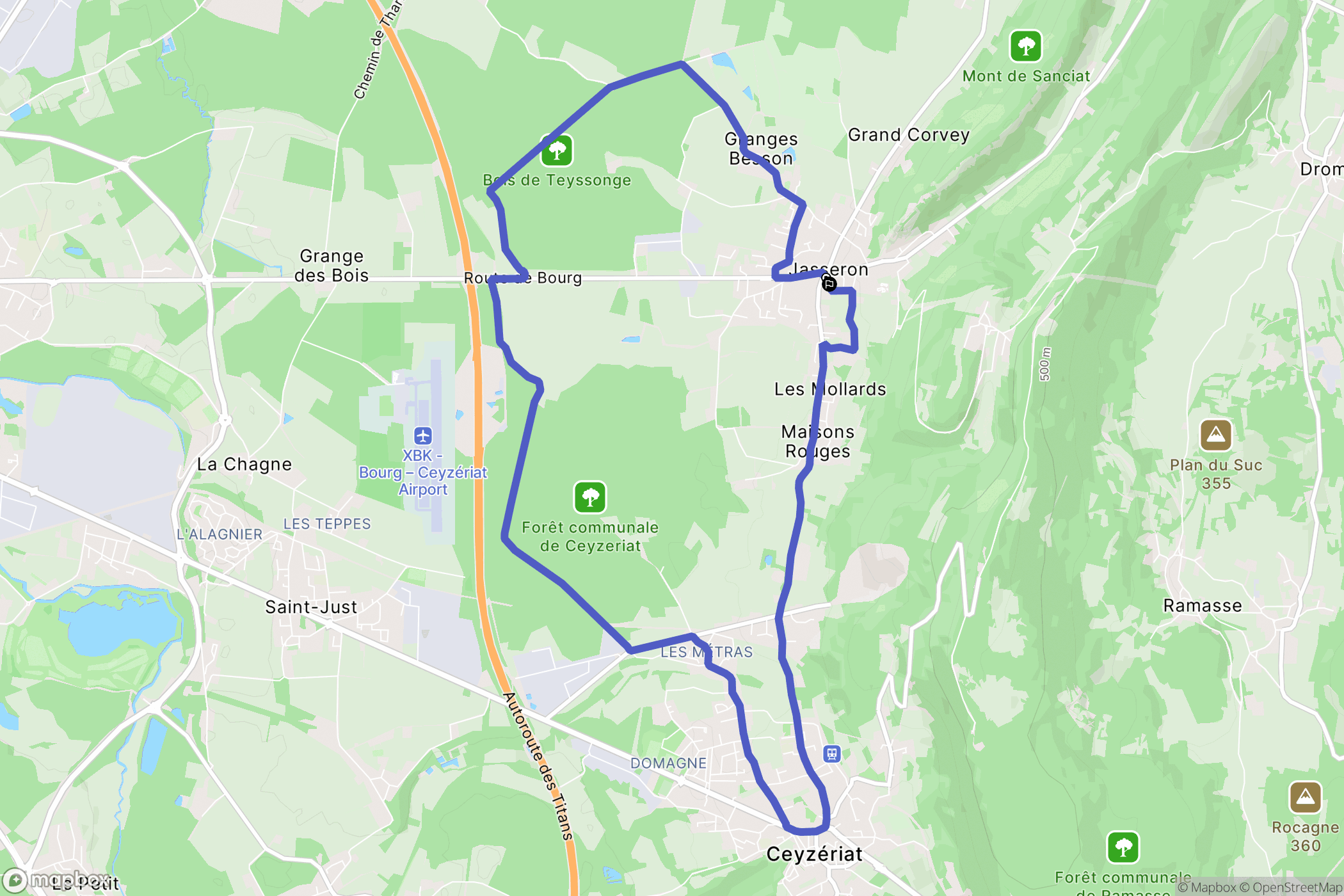 Jasseron : carte du parcours de randonnée - France