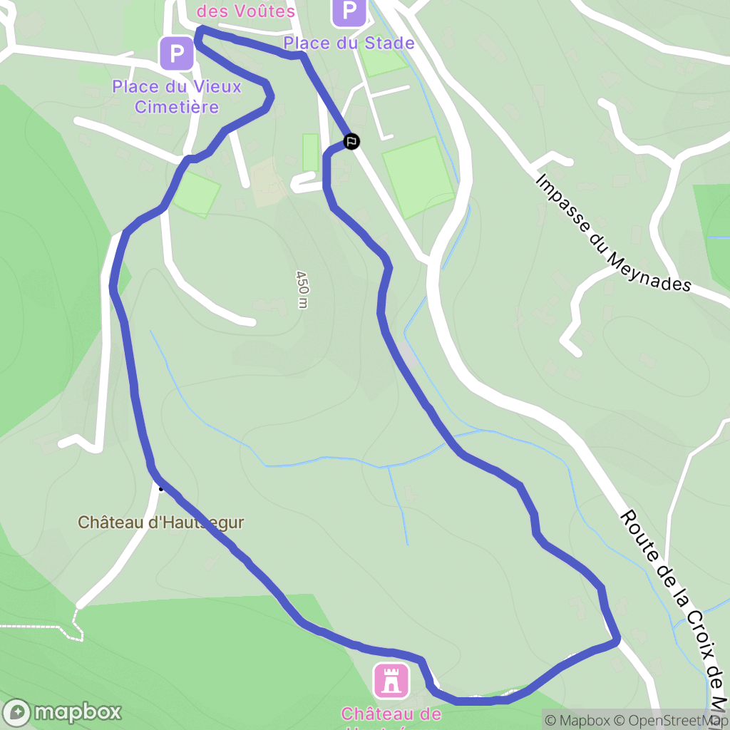 Meyras : carte du parcours de randonnée - France