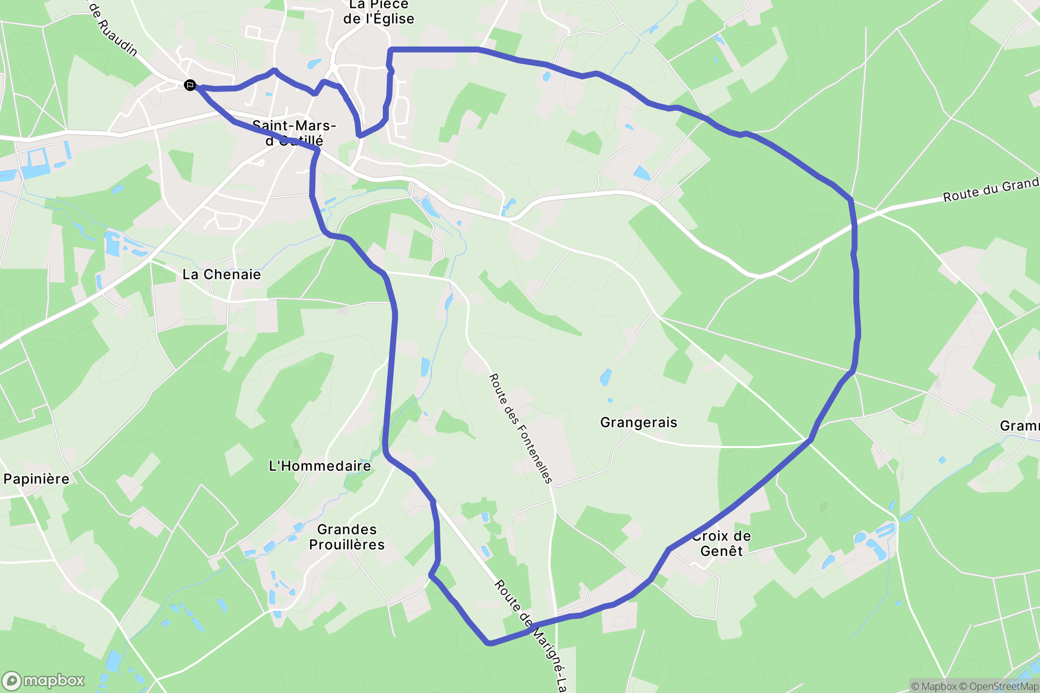 Saint-Mars-d'Outillé : carte du parcours de randonnée - France