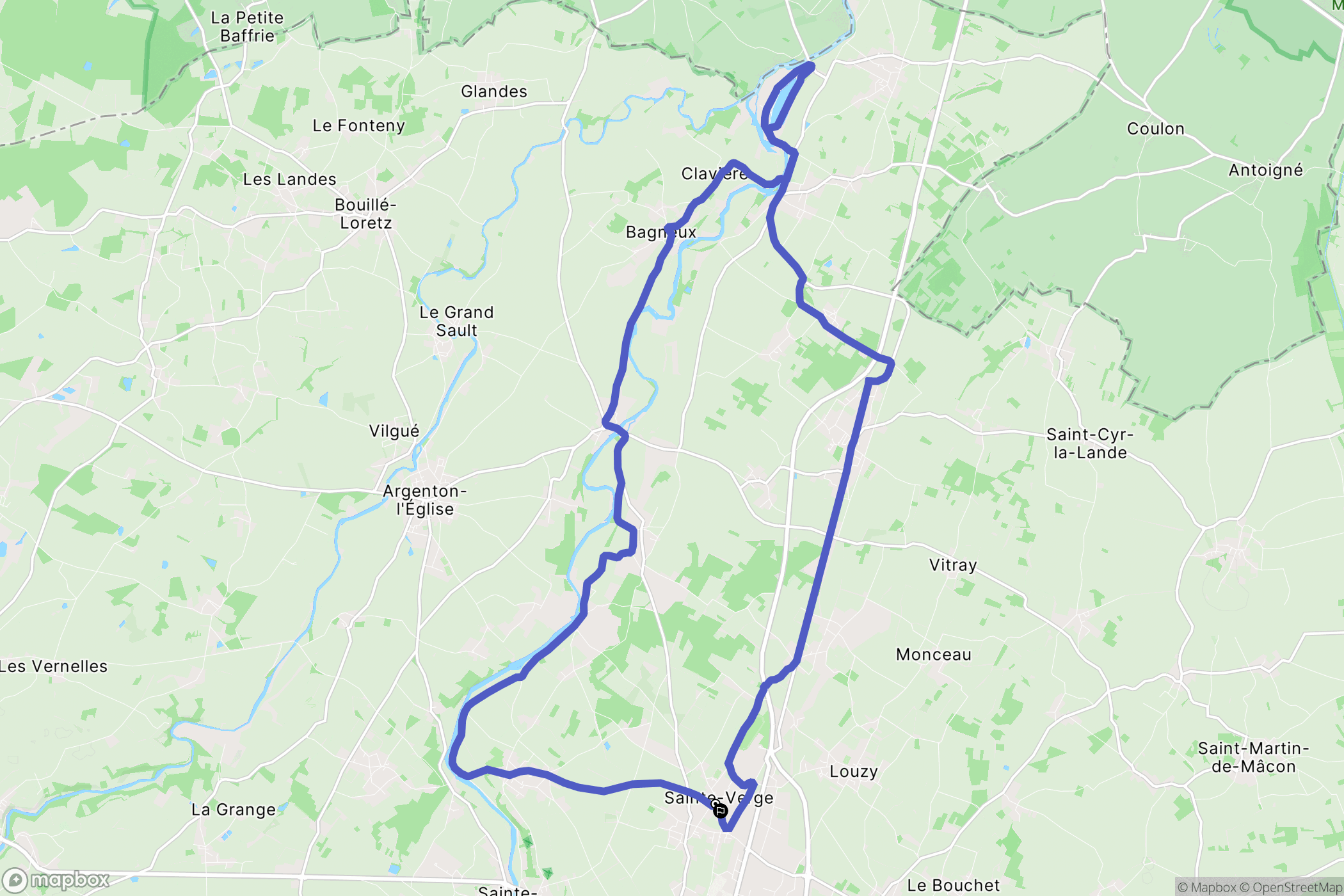 Sainte-Verge : carte du parcours de randonnée - France