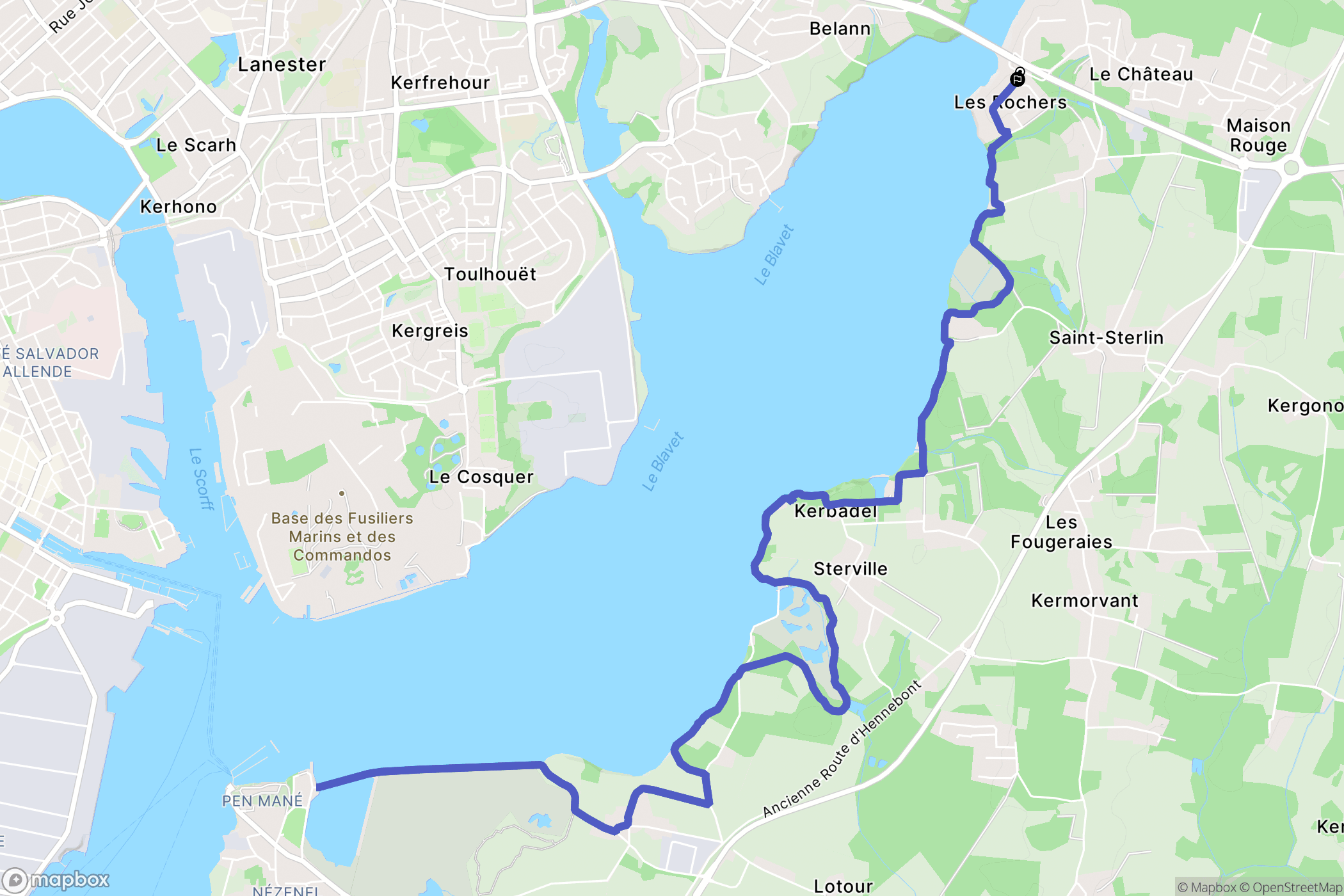 Kervignac : carte du parcours de randonnée - France