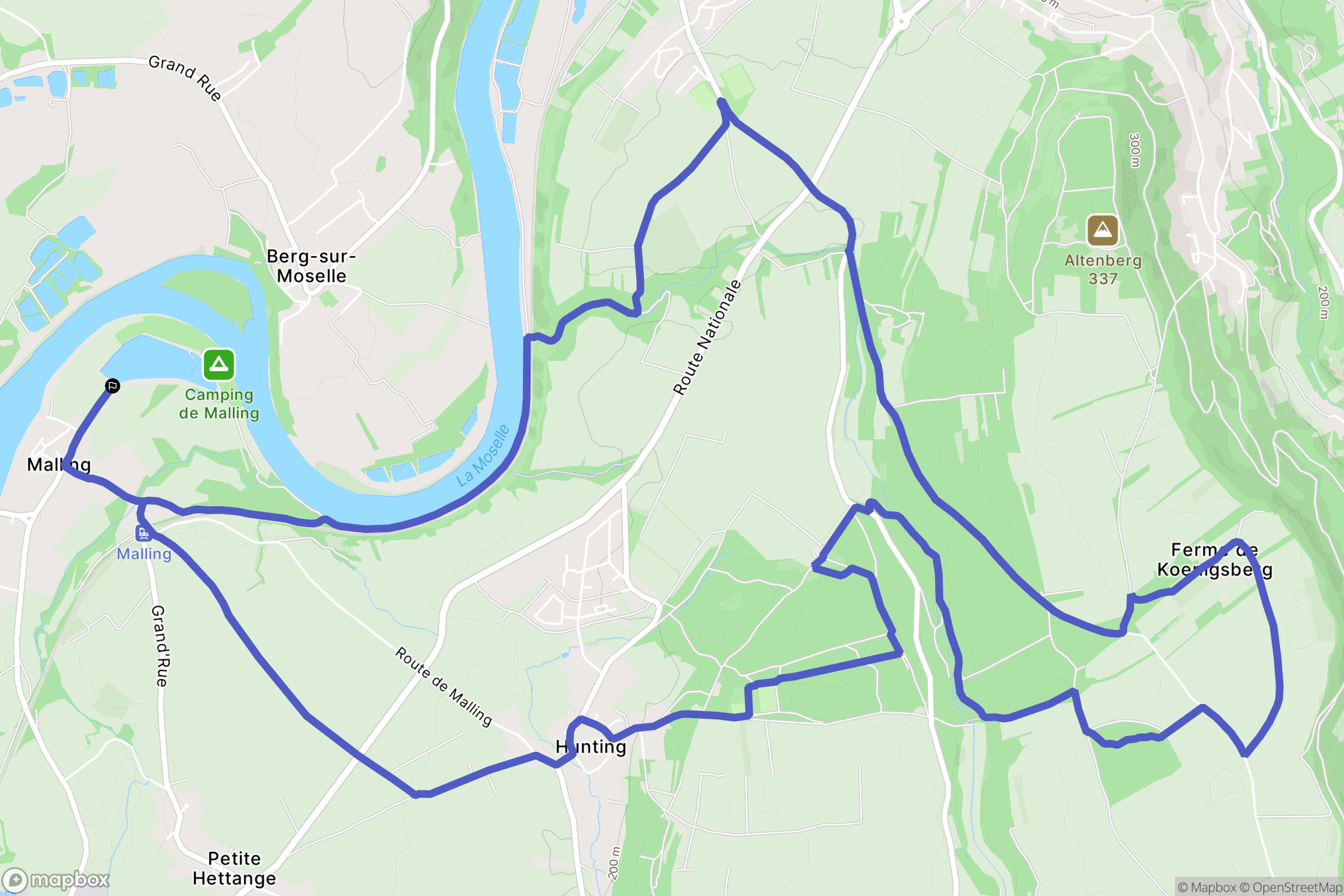 Malling : carte du parcours de randonnée - France