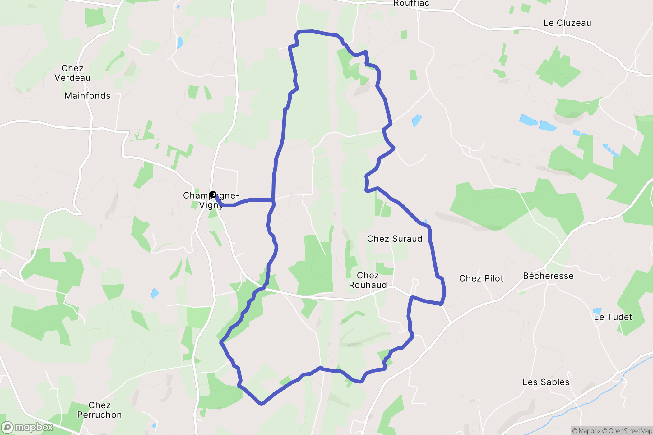 Champagne-Vigny : carte du parcours de randonnée - France