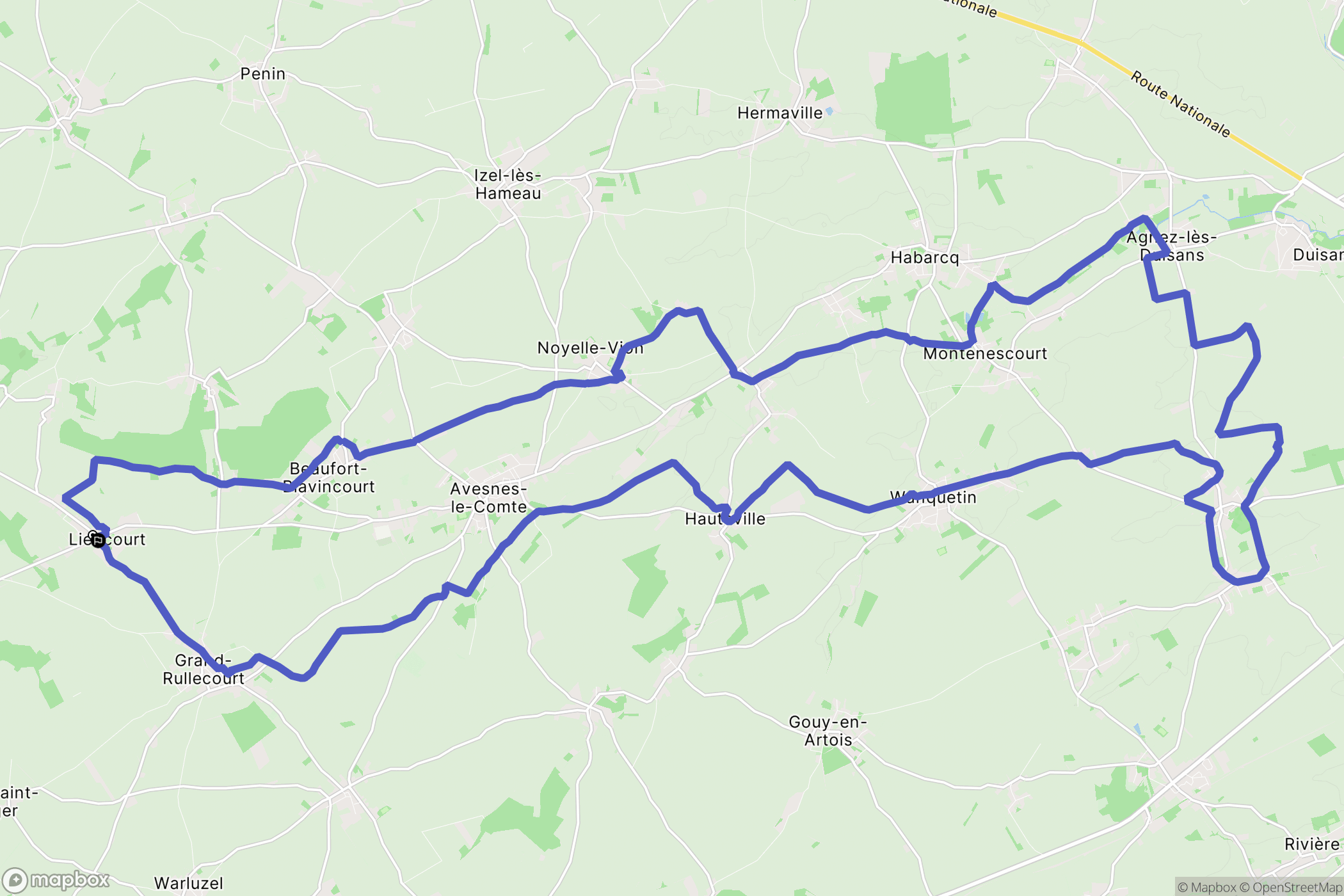 Liencourt : carte du parcours de randonnée - France