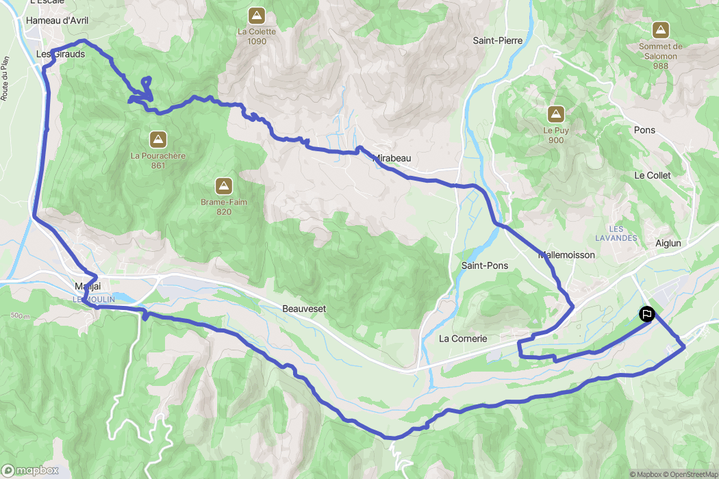 Mallemoisson : carte du parcours de randonnée - France