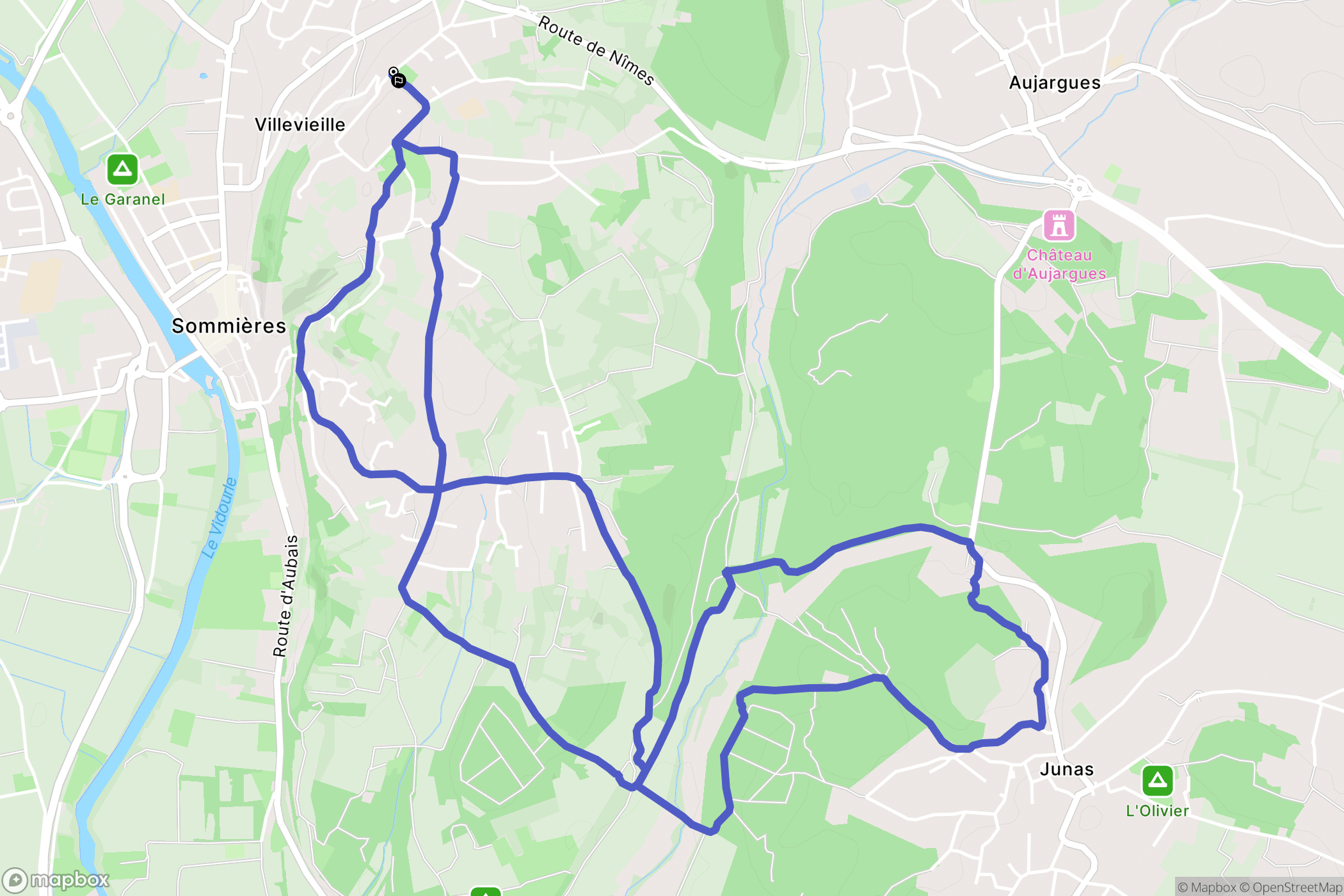 Villevieille : carte du parcours de randonnée - France