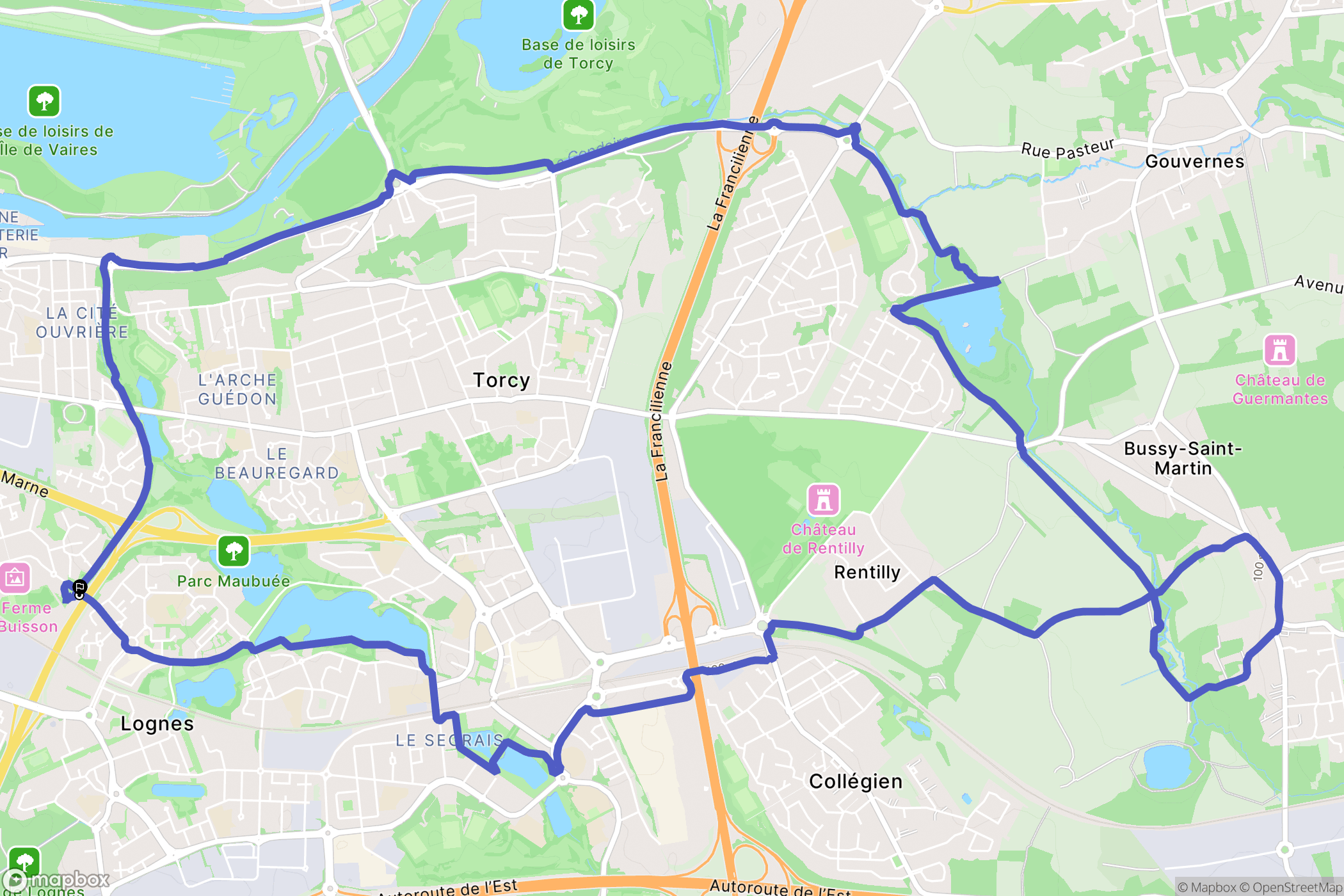 Noisiel : carte du parcours de randonnée - France